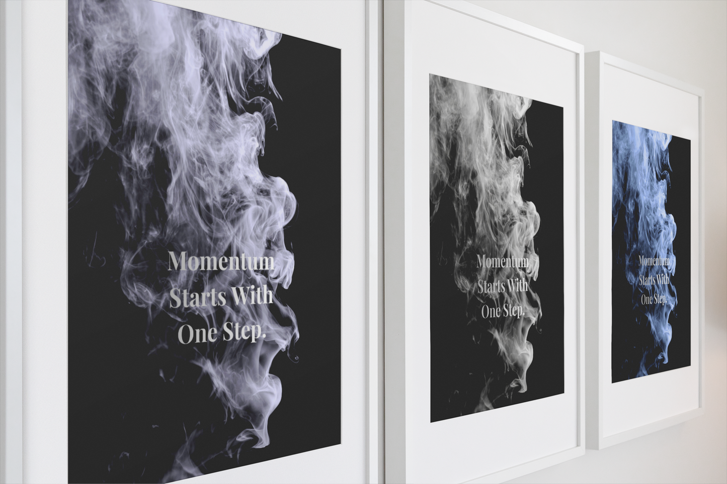 Momentum Starts With One Step. Motivational Poster | Smoke Edition | Discipline, Growth & Office Decor
