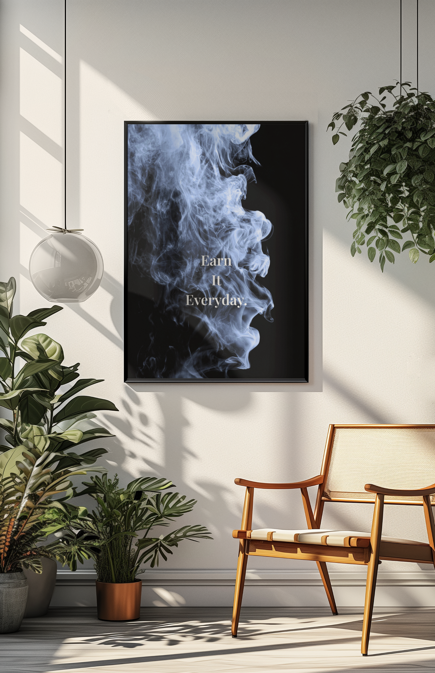 Earn It Everyday Motivational Poster | Smoke Edition | Gym, Office & Discipline Decor