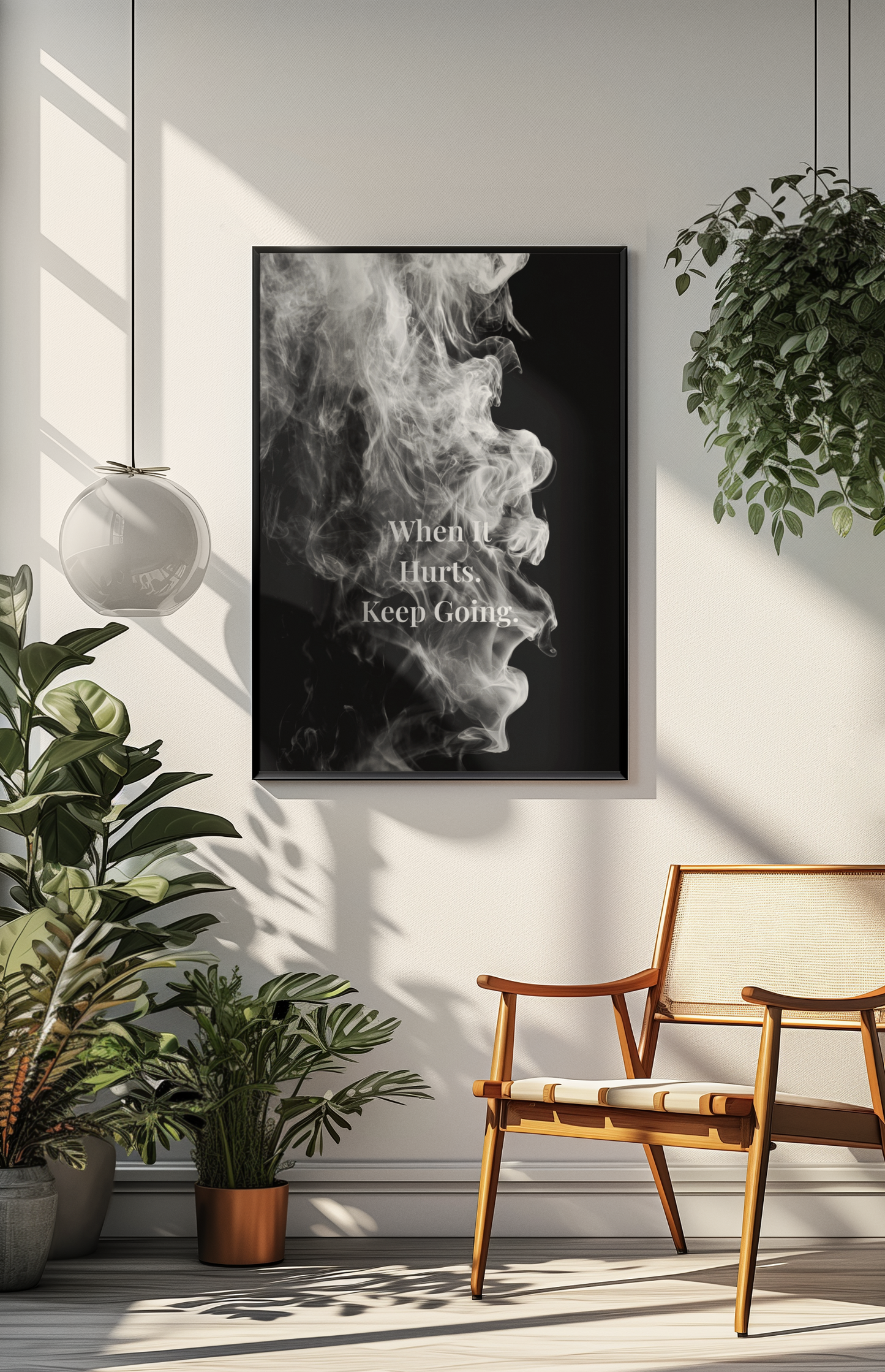 When It Hurts. Keep Going Motivational Poster | Smoke Edition | Discipline, Strength & Office Decor