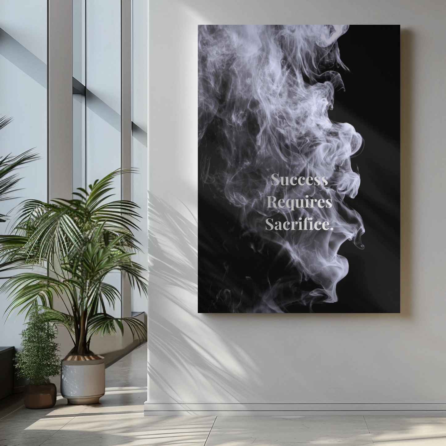 Success Requires Sacrifice Motivational Poster | Smoke Edition | Discipline, Growth & Office Decor