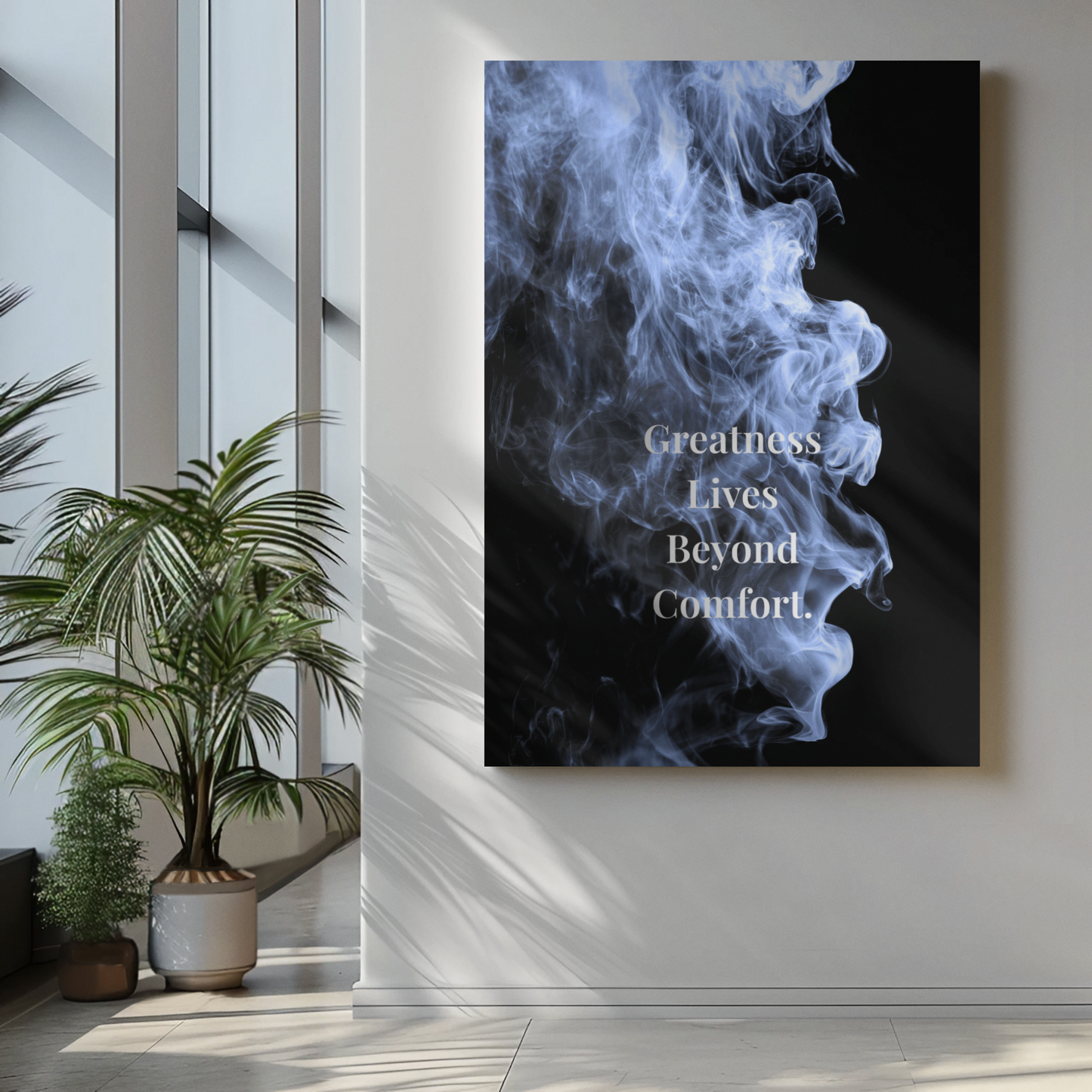Greatness Lives Beyond Comfort Motivational Poster | Smoke Edition | Gym, Office & Mindset Decor