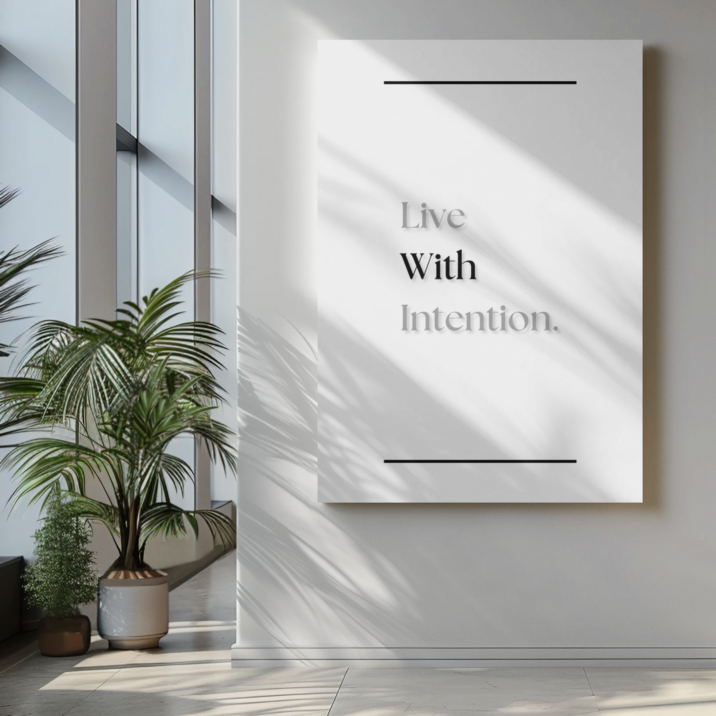 Live With Intention | Mindful Living Wall Art | Positive Quote Print