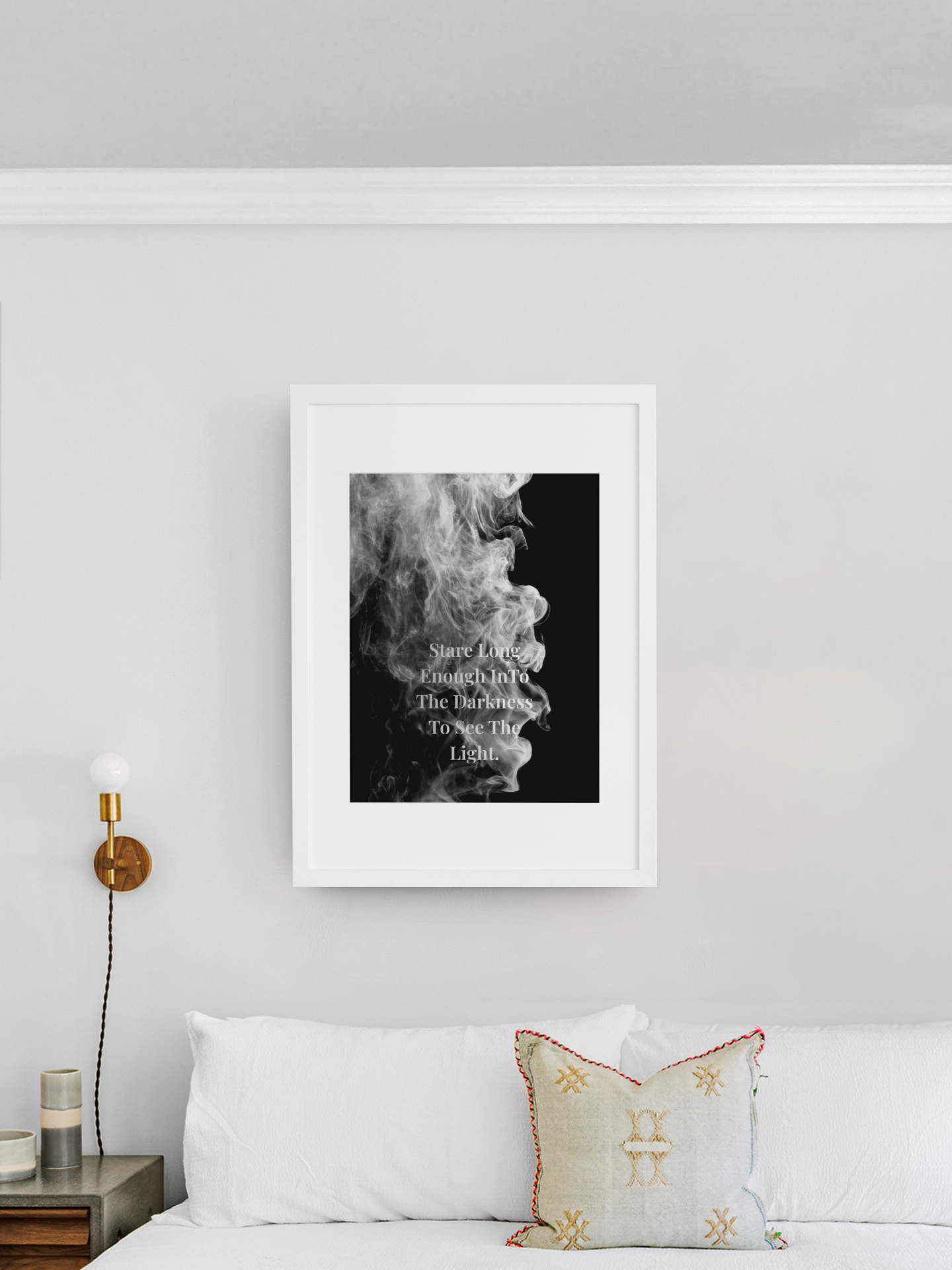 Stare Long Enough InTo The Darkness To See The Light Inspirational Poster | Smoke Edition | Mindfulness, Strength & Office Decor