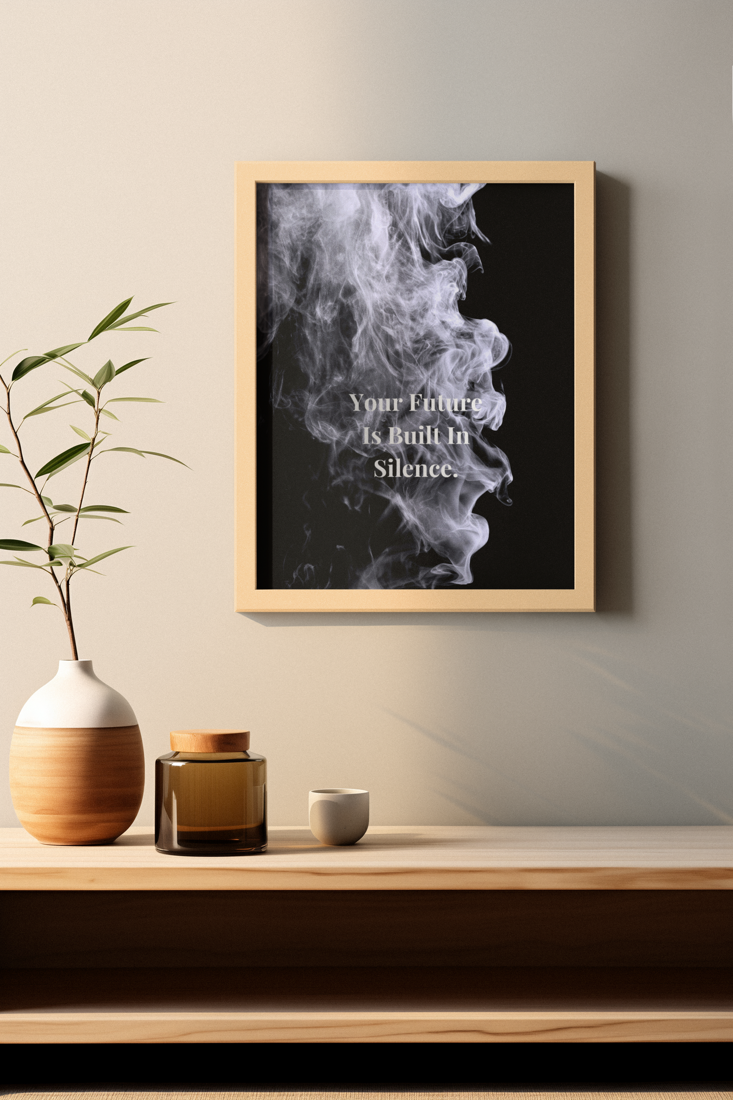 Your Future Is Built In Silence Motivational Poster | Smoke Edition | Discipline, Growth & Office Decor