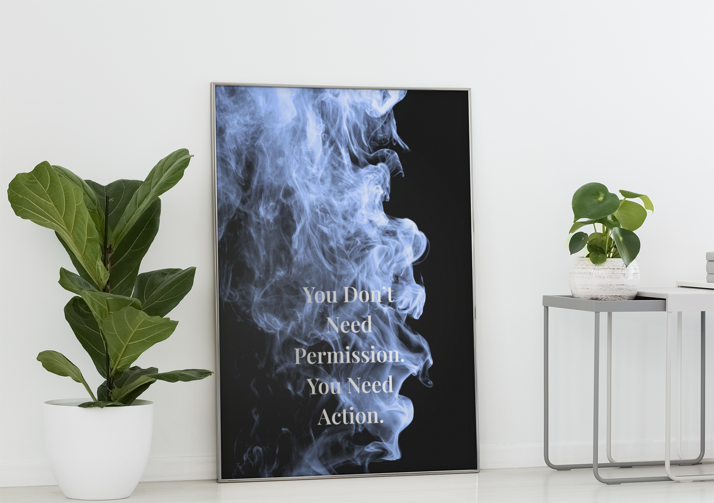 You Don't Need Permission. You Need Action Motivational Poster | Smoke Edition | Discipline, Mindset & Office Decor