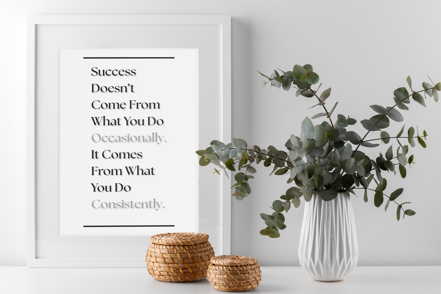 Success Doesn't Come From What You Do Occasionally, It Comes From What You Do Consistently | Discipline Quote Poster | Gym & Office Wall Art