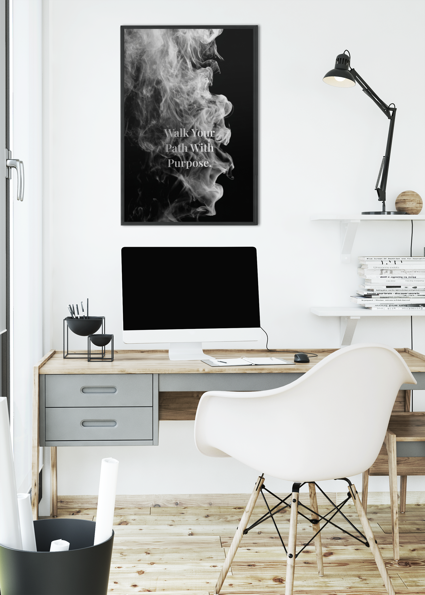 Walk Your Path With Purpose Inspirational Poster | Smoke Edition | Mindset, Growth & Office Decor