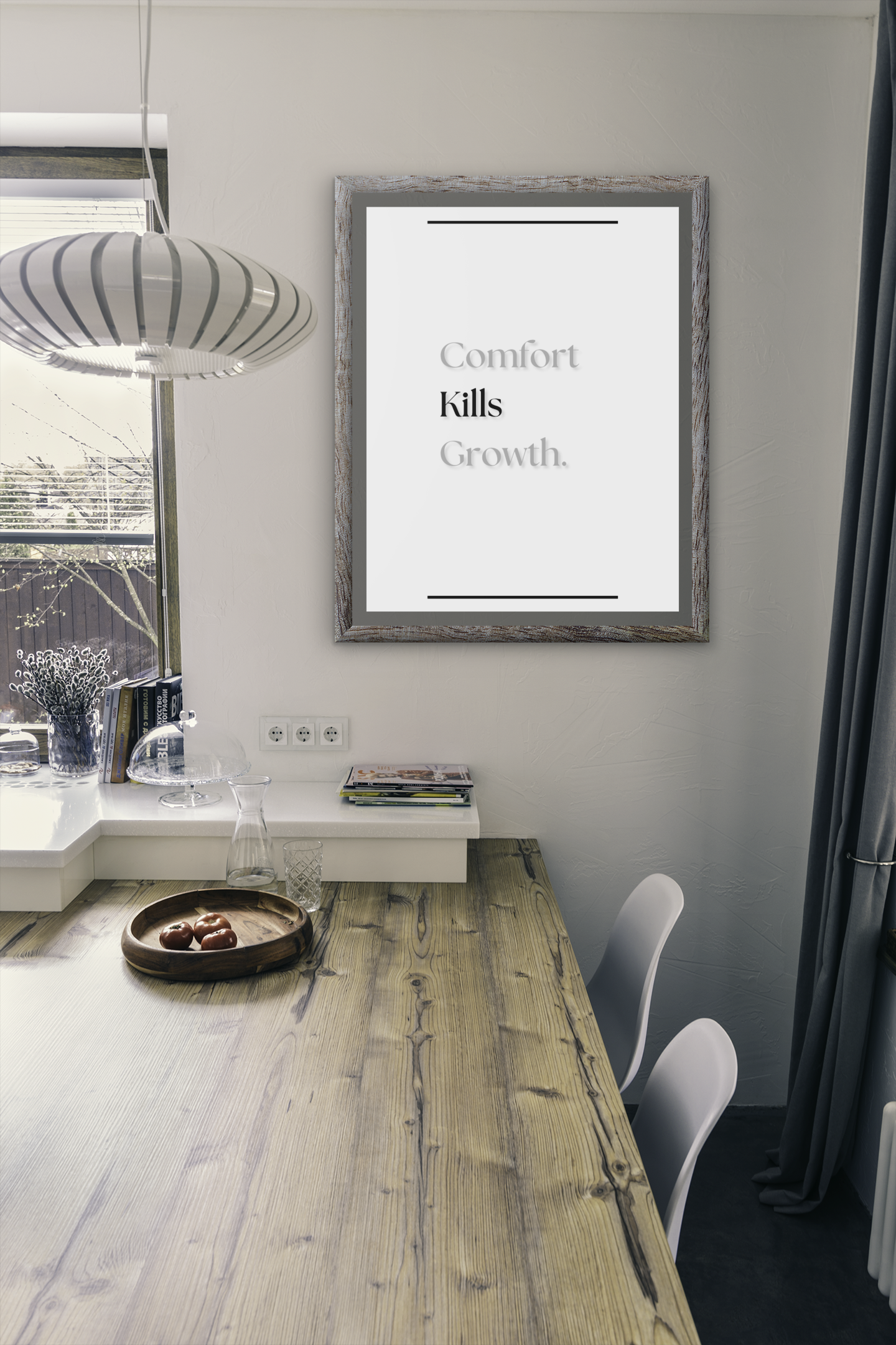 Comfort Kills Growth | Motivational Quote Print | Gym & Office Wall Art For Drive & Determination