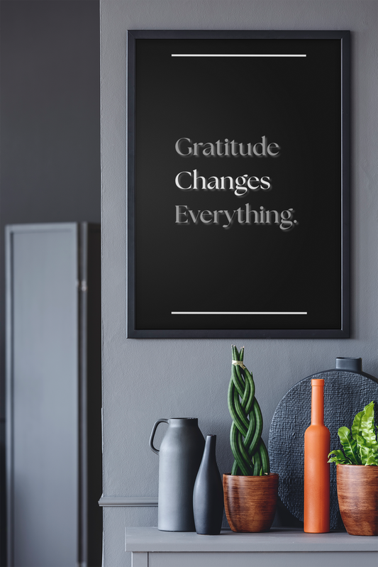 Gratitude Changes Everything | Inspirational Quote Poster | Positive Mindset Wall Art