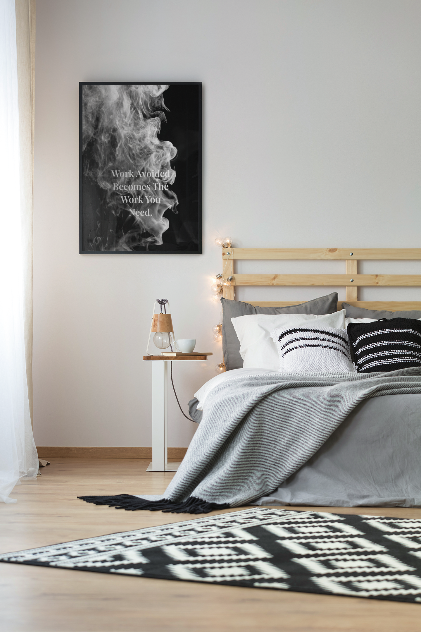 Work Avoided Becomes The Work You Need Motivational Poster | Smoke Edition | Discipline, Focus & Office Decor