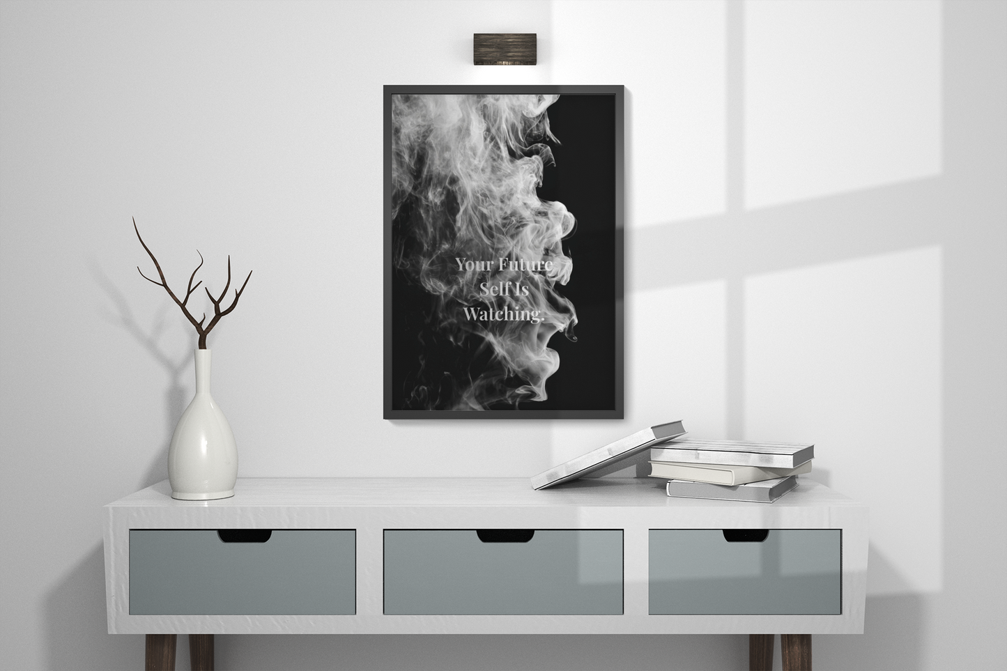 Your Future Self Is Watching Motivational Poster | Smoke Edition | Discipline, Growth & Office Decor