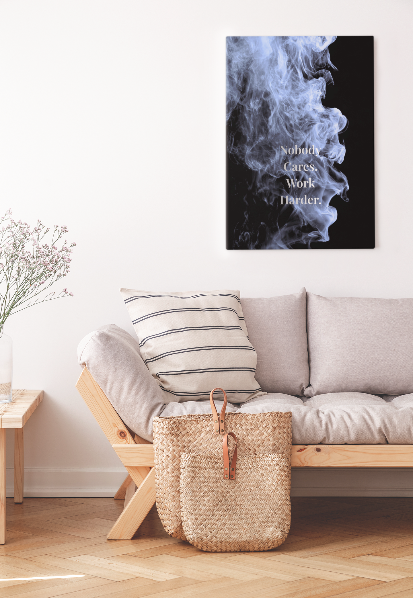 Nobody Cares. Work Harder. Motivational Poster | Smoke Edition | Discipline, Gym & Office Decor