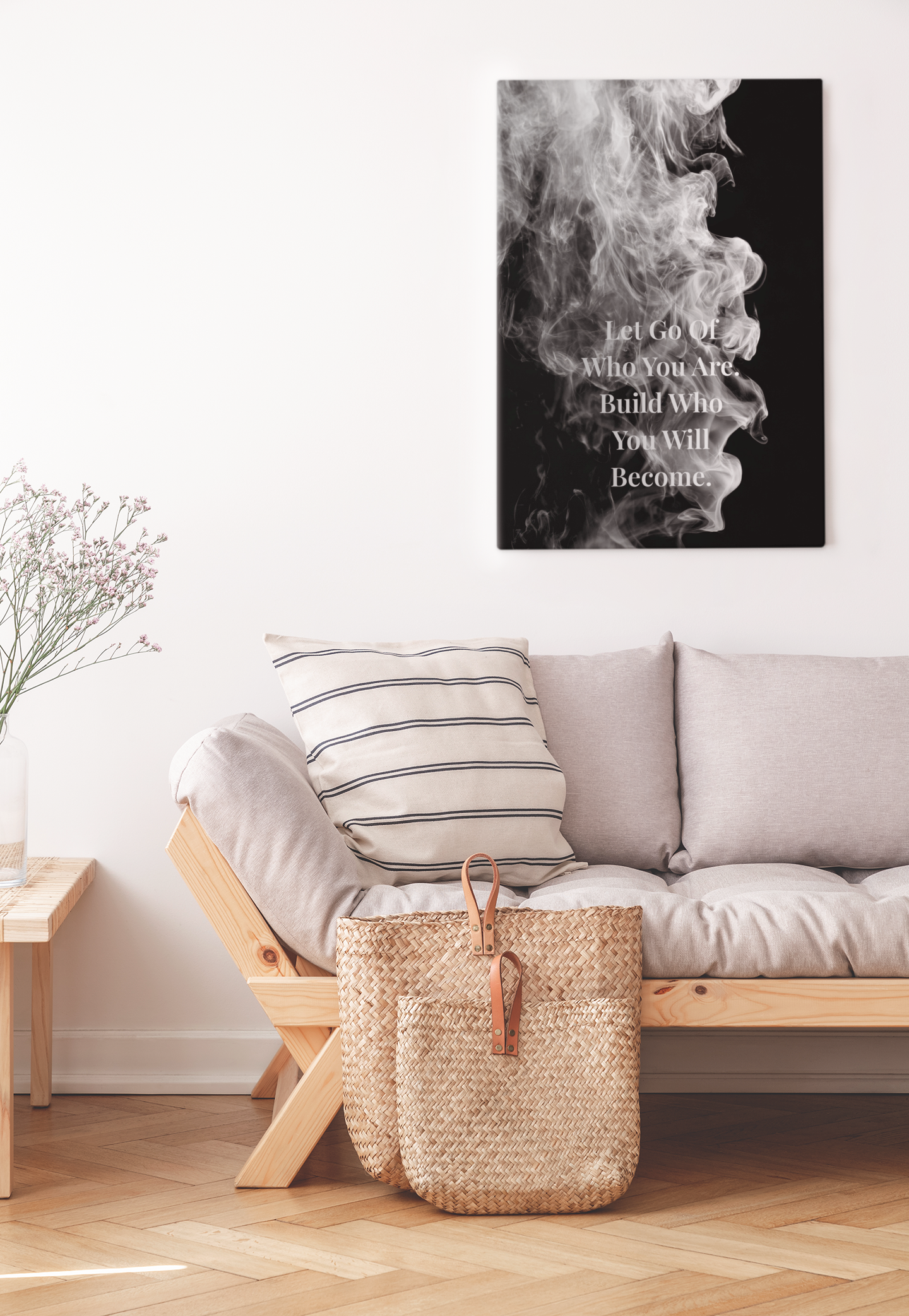 Let Go Of Who You Are. Build Who You Will Become. Motivational Poster | Smoke Edition | Growth, Mindset & Office Decor