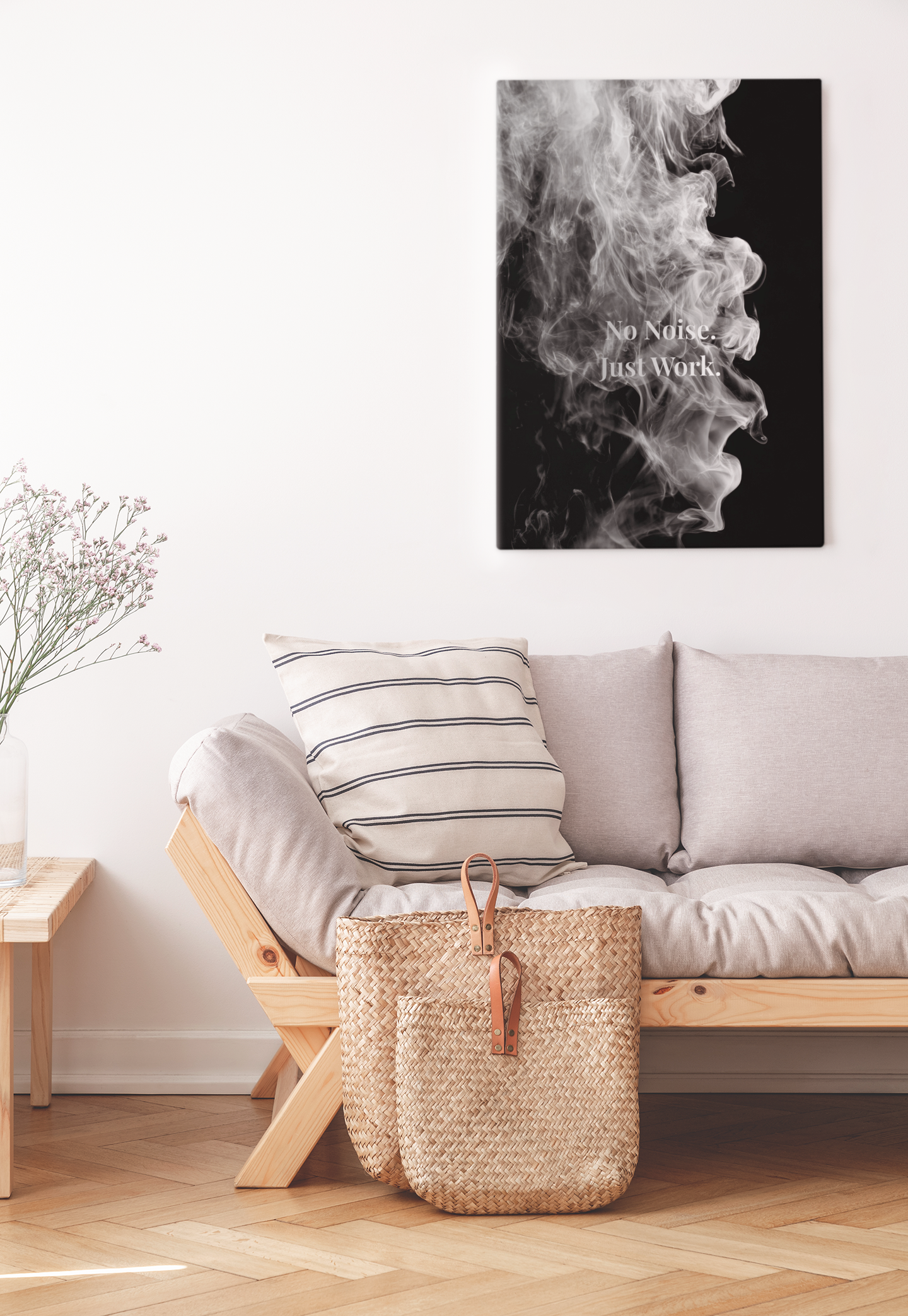 No Noise. Just Work. Motivational Poster | Smoke Edition | Discipline, Focus & Office Decor