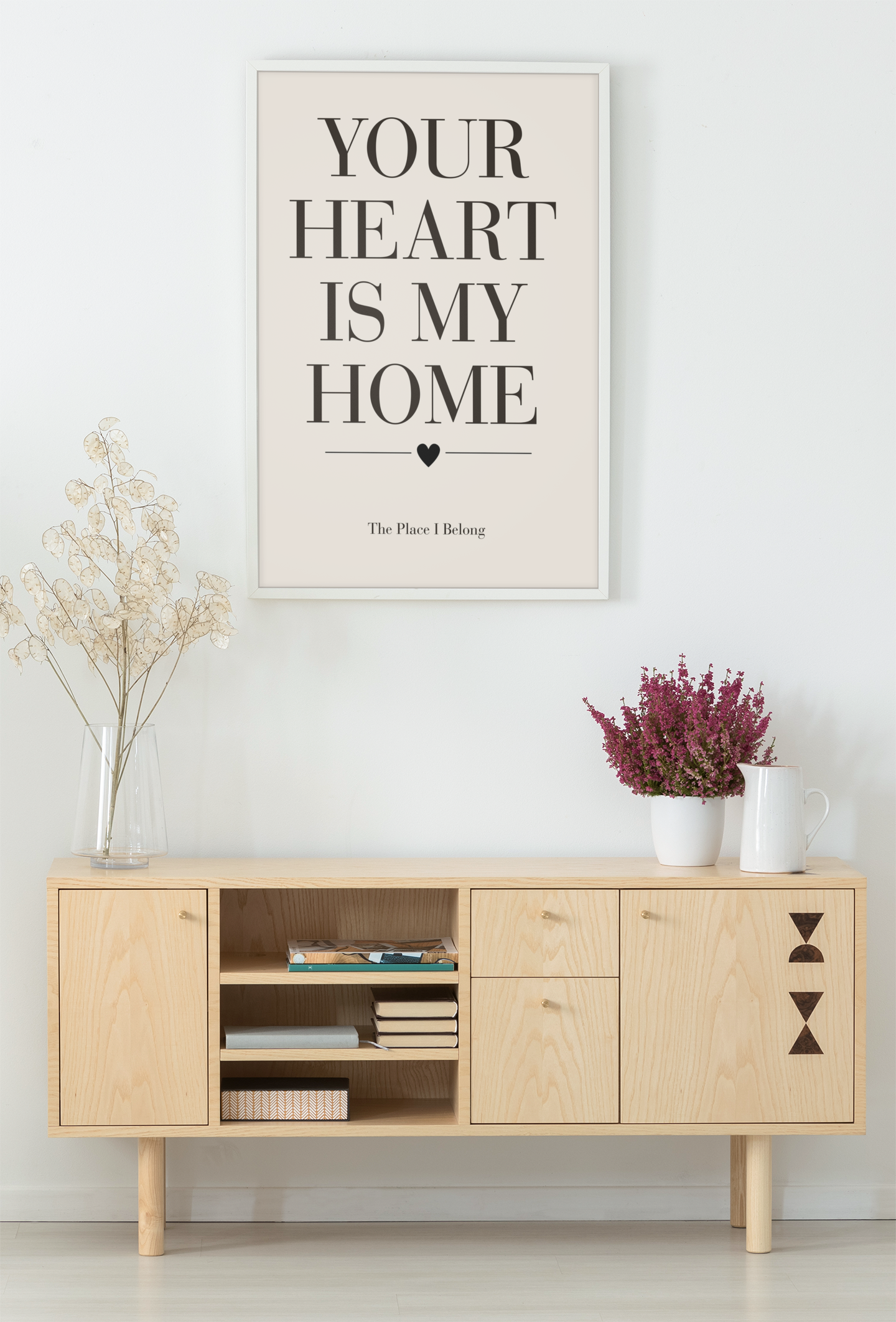 Your Heart Is My Home Wall Art Print, Romantic Love Quote Poster, Bedroom Wall Decor, Meaningful Gift for Couples
