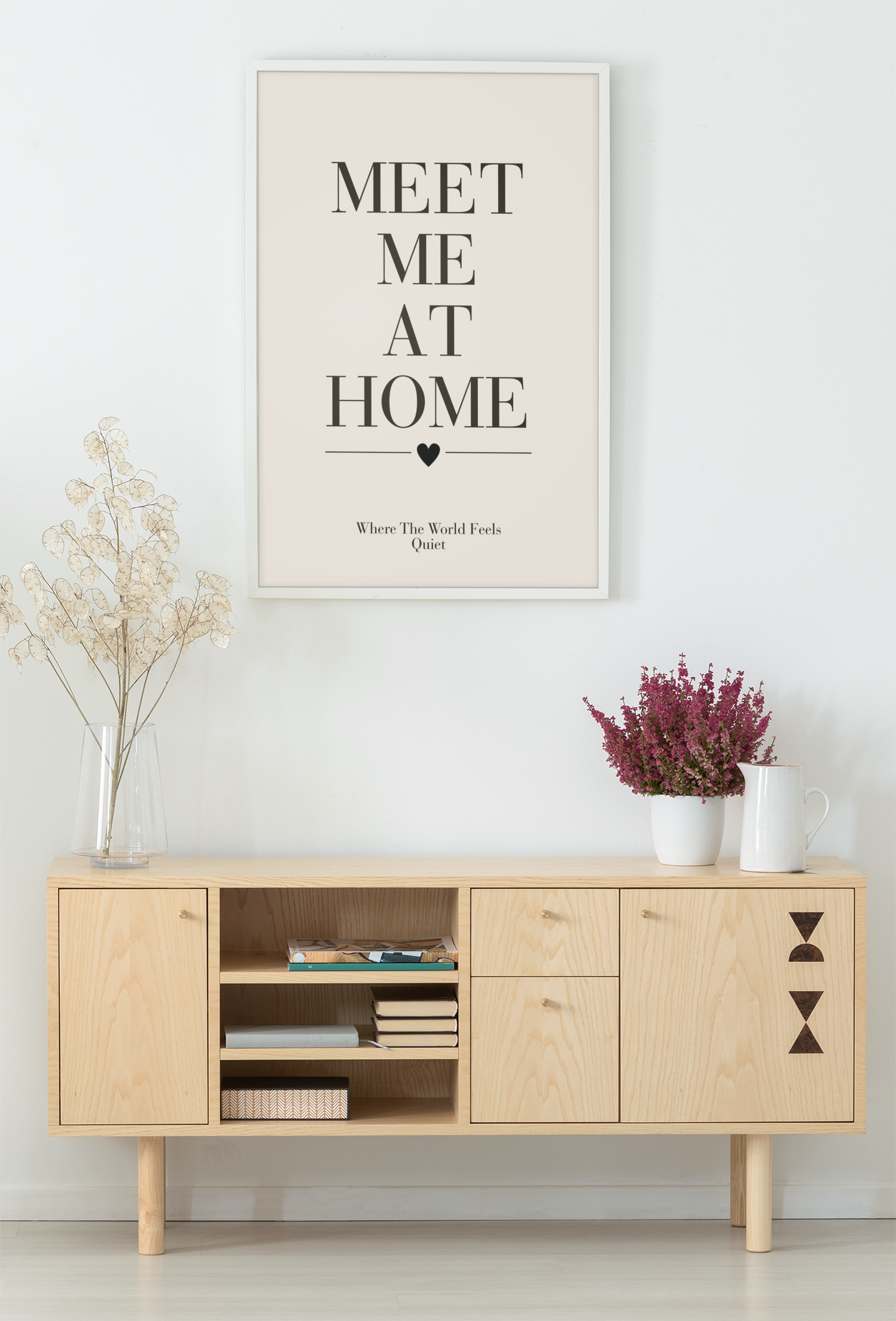 Meet Me At Home Wall Art Print, Romantic Home Quote Poster, Bedroom Wall Decor, Meaningful Gift for Couples