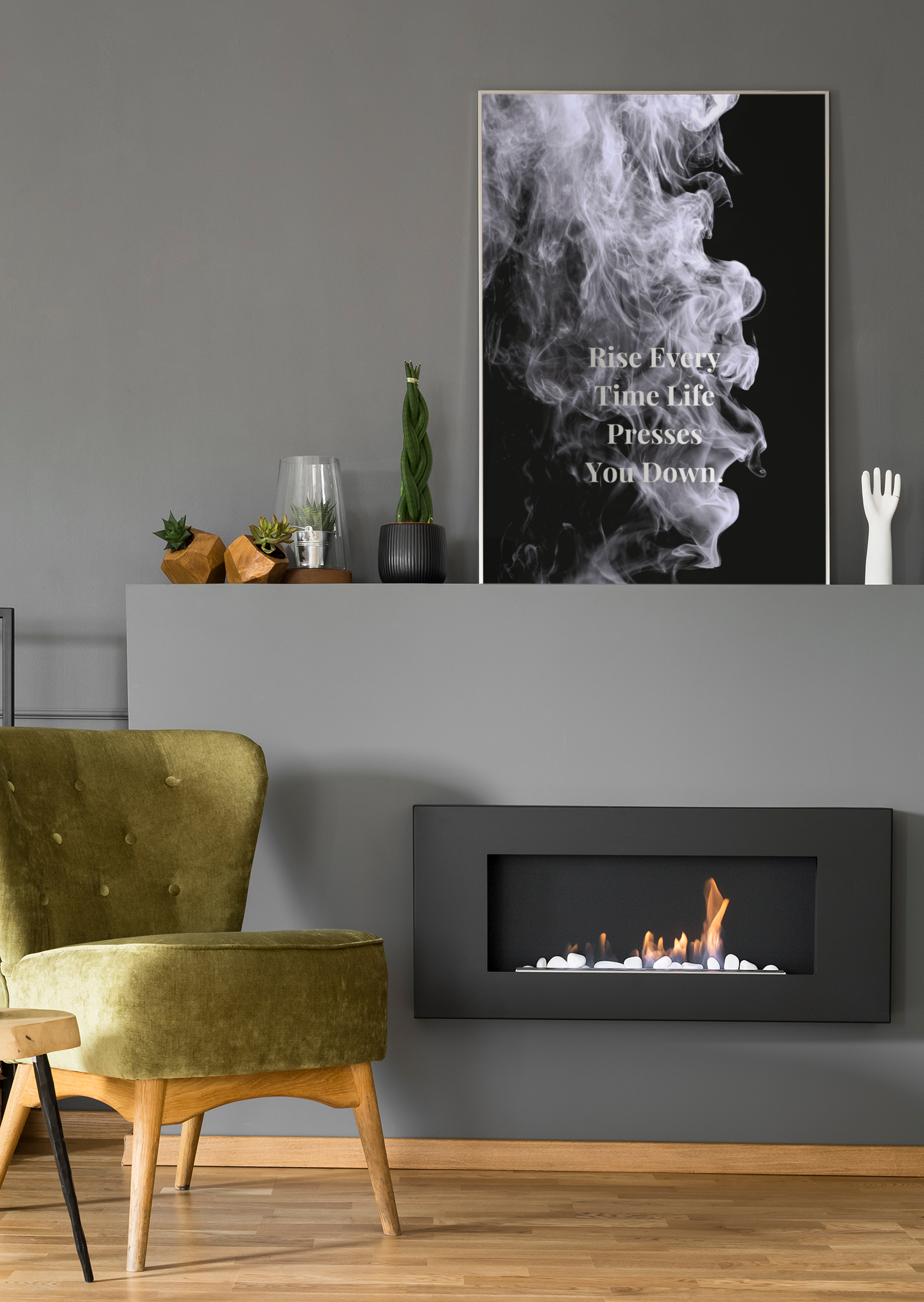 Rise Every Time Life Presses You Down Motivational Poster | Smoke Edition | Strength, Growth & Office Decor