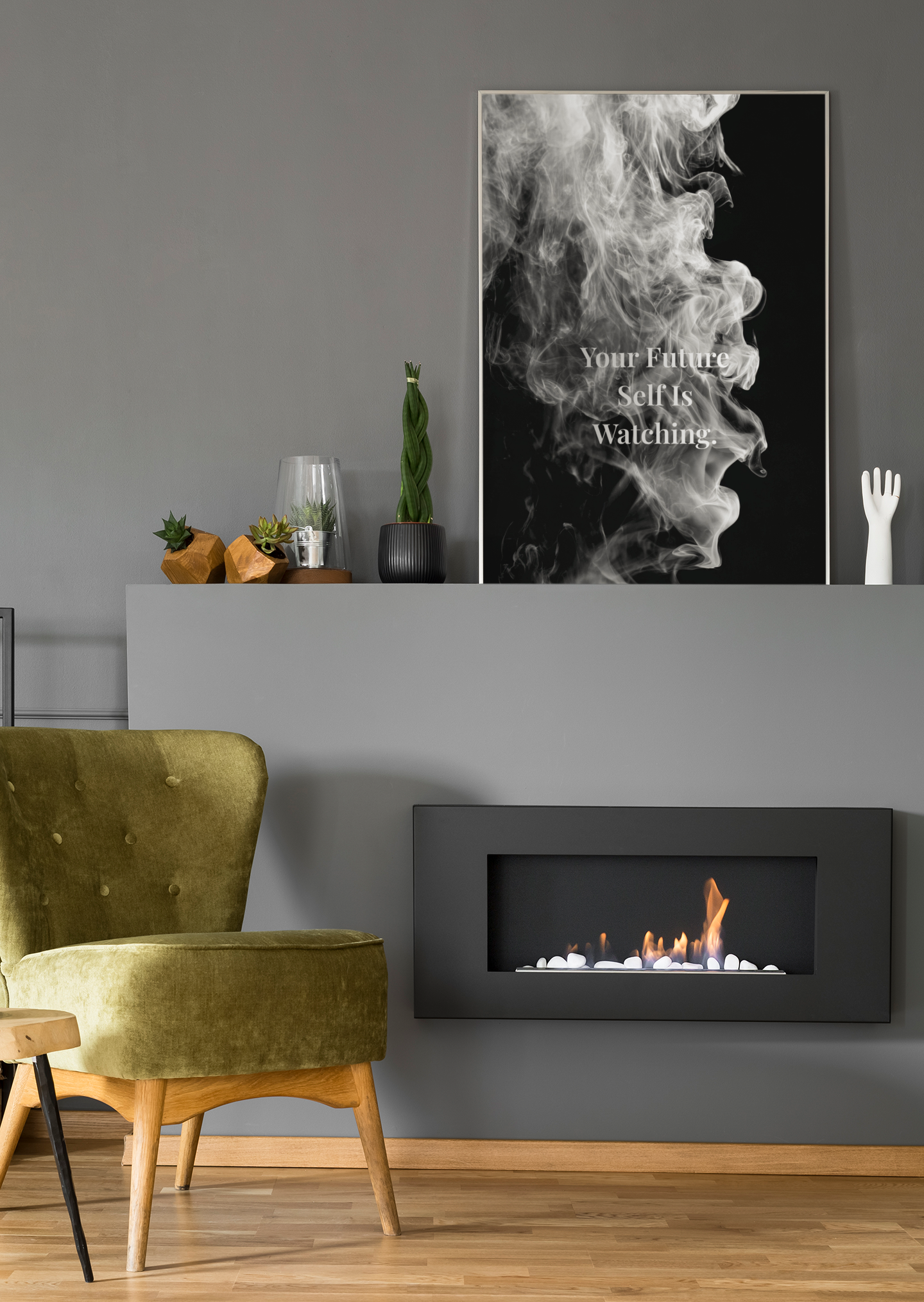 Your Future Self Is Watching Motivational Poster | Smoke Edition | Discipline, Growth & Office Decor