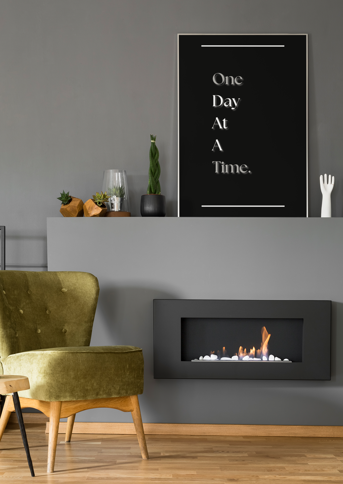 One Day At A Time | Mindfulness Quote Print | Calming Wall Decor