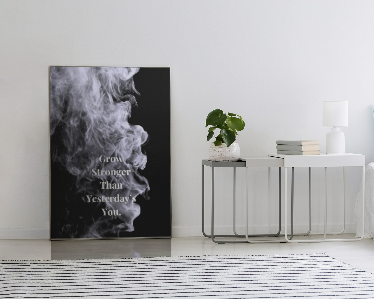 Grow Stronger Than Yesterday’s You Motivational Poster | Smoke Edition | Gym, Office & Mindset Decor