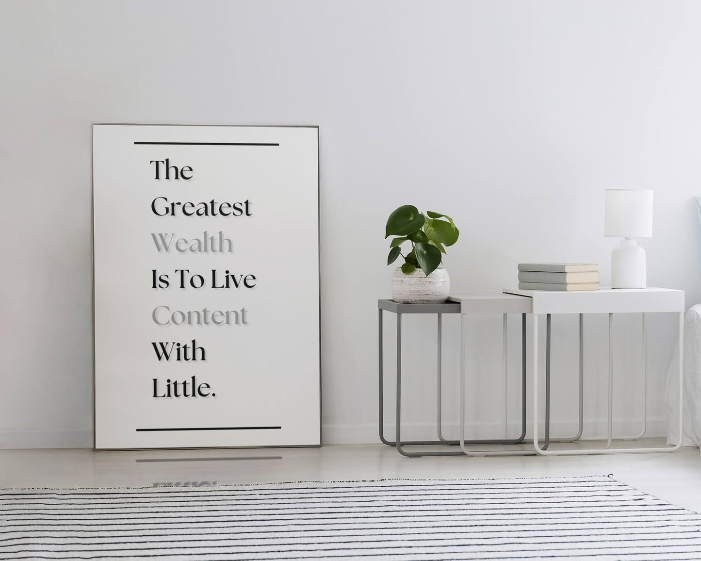 The Greatest Wealth Is To Live Content With Little | Mindfulness Quote Print | Simplicity Wall Art