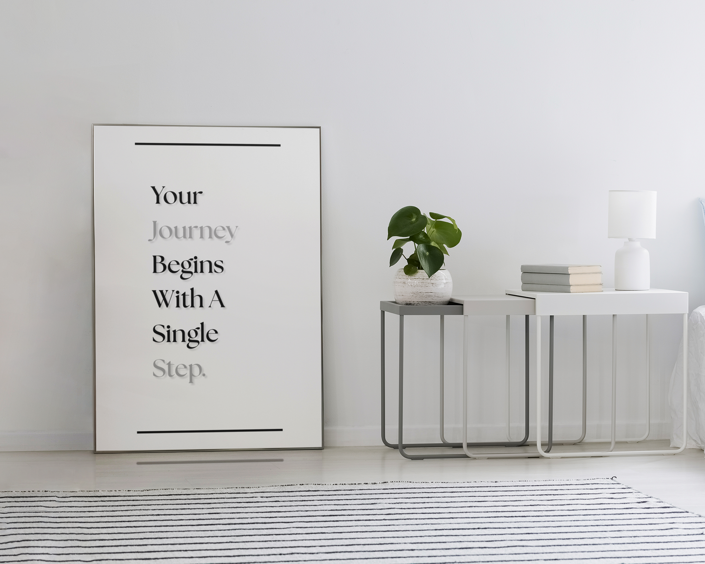 Your Journey Begins With A Single Step | Minimalist Wall Art | Motivational Quote Print