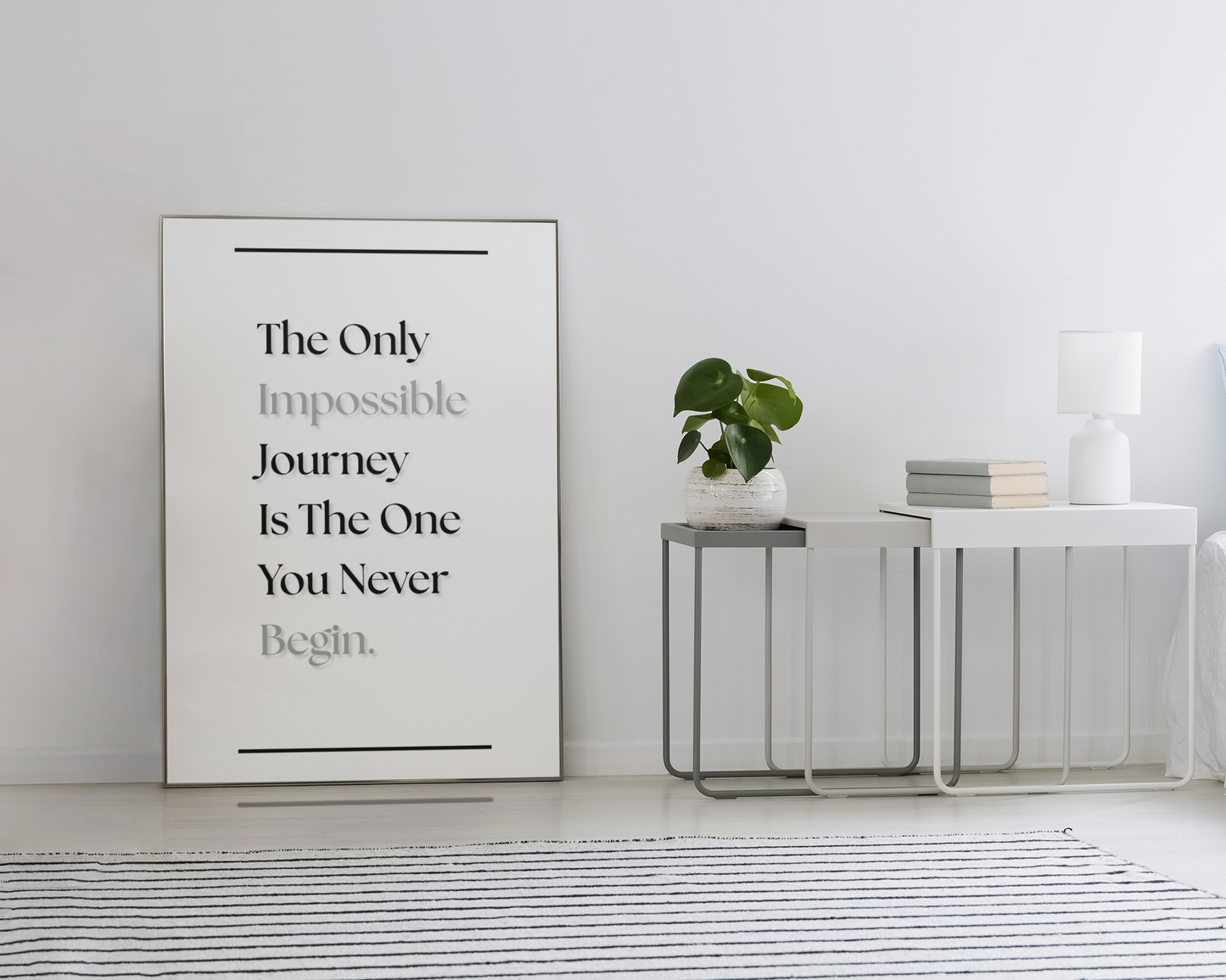 The Only Impossible Journey Is The One You Never Begin | Motivational Wall Print | Inspirational Quote Art For Home Or Office