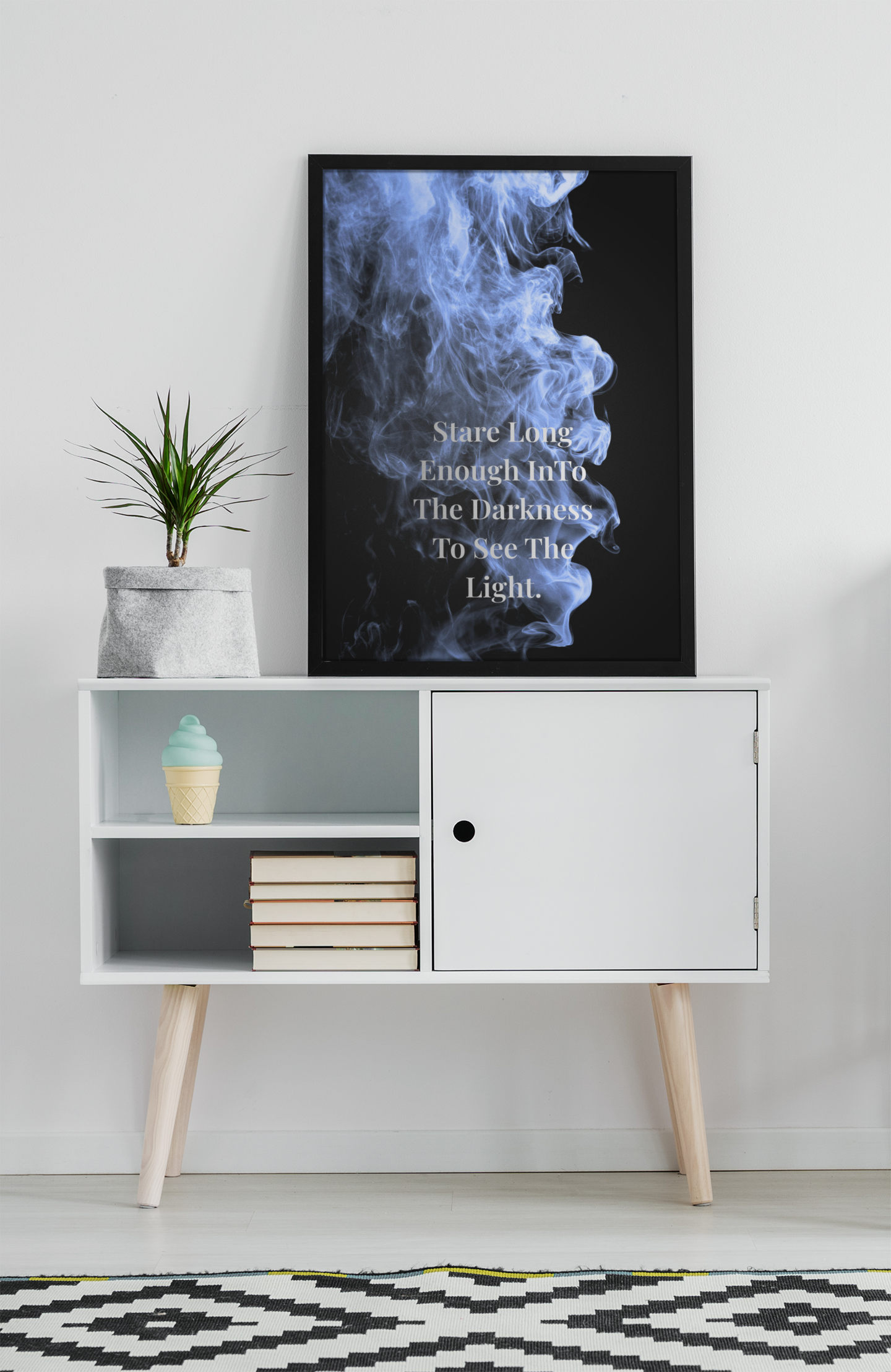 Stare Long Enough InTo The Darkness To See The Light Inspirational Poster | Smoke Edition | Mindfulness, Strength & Office Decor
