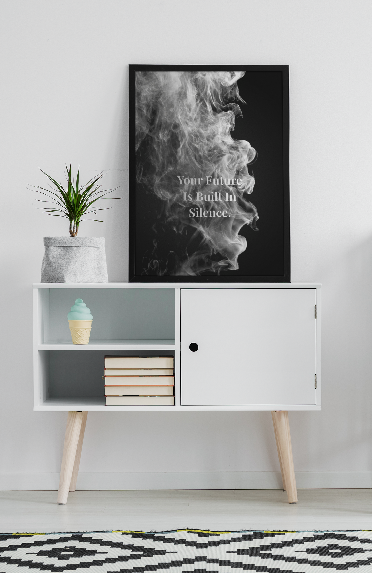 Your Future Is Built In Silence Motivational Poster | Smoke Edition | Discipline, Growth & Office Decor