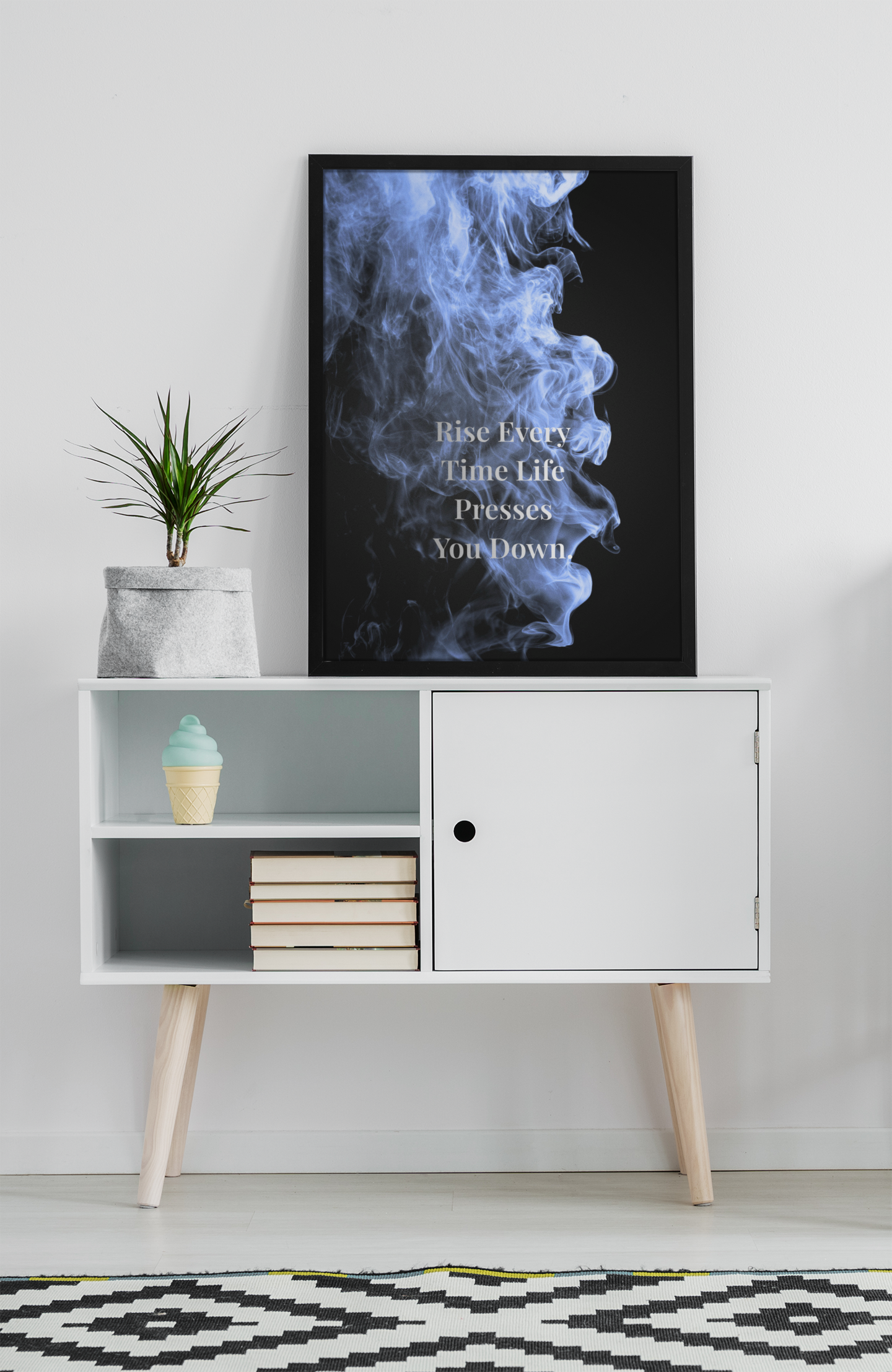 Rise Every Time Life Presses You Down Motivational Poster | Smoke Edition | Strength, Growth & Office Decor