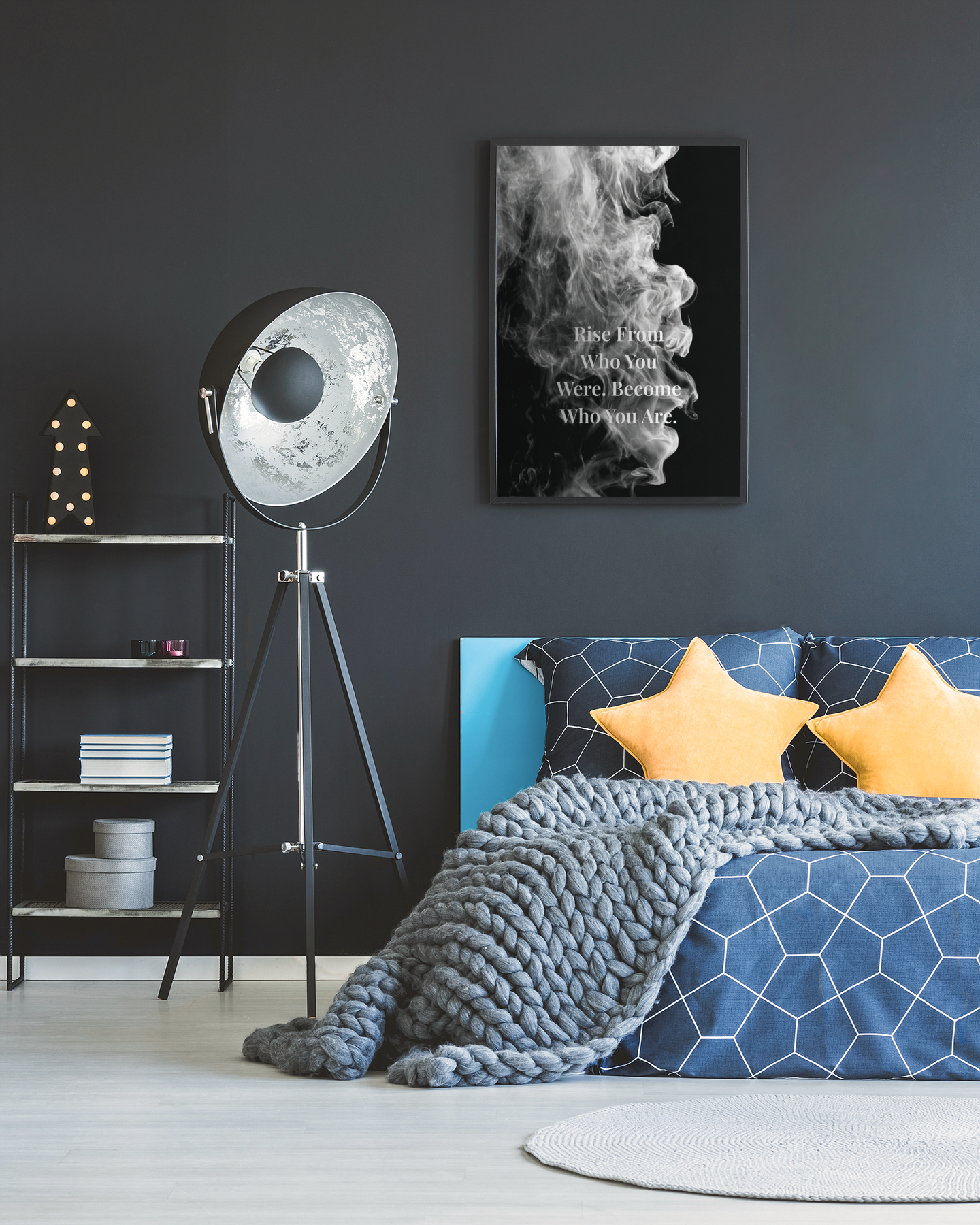 Rise From Who You Were. Become Who You Are Motivational Poster | Smoke Edition | Growth, Mindset & Office Decor