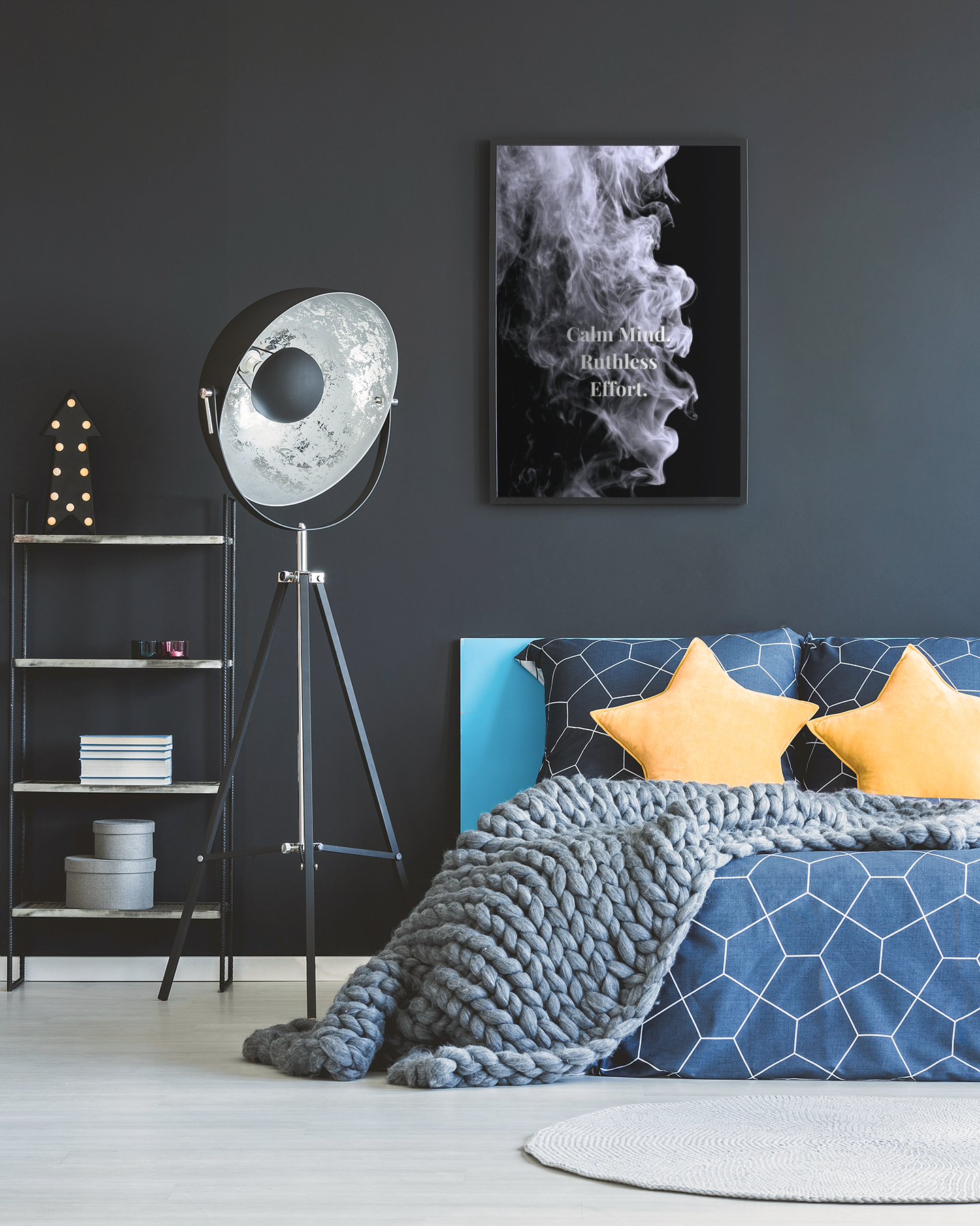 Calm Mind. Ruthless Effort. Motivational Poster | Smoke Edition Wall Art | Gym, Office & Mindset Decor