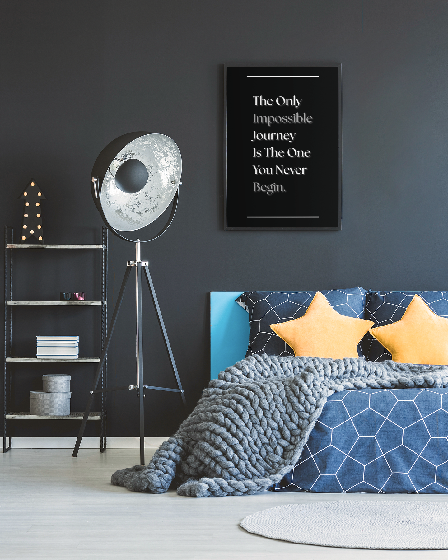 The Only Impossible Journey Is The One You Never Begin | Motivational Wall Print | Inspirational Quote Art For Home Or Office