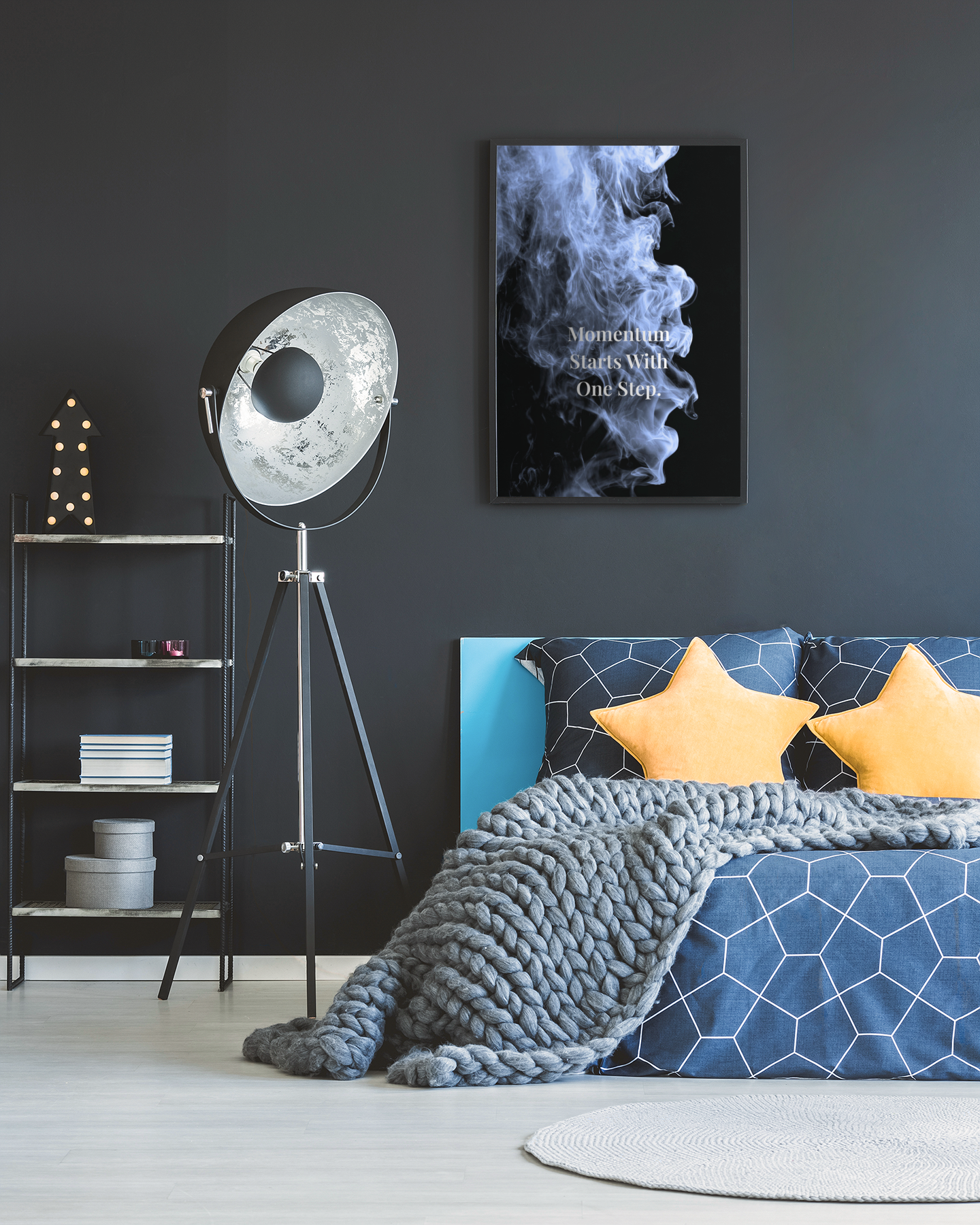 Momentum Starts With One Step. Motivational Poster | Smoke Edition | Discipline, Growth & Office Decor