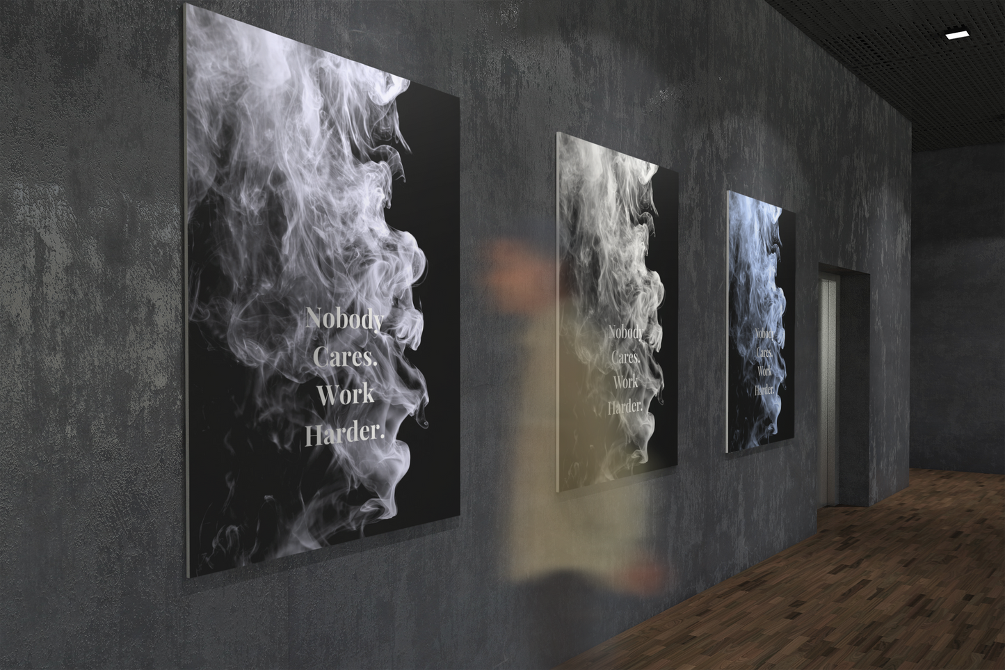 Nobody Cares. Work Harder. Motivational Poster | Smoke Edition | Discipline, Gym & Office Decor