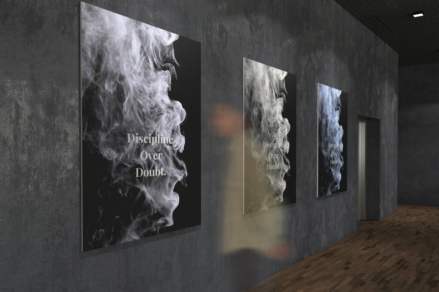 Discipline Over Doubt Motivational Poster | Smoke Edition | Gym, Office & Mindset Decor