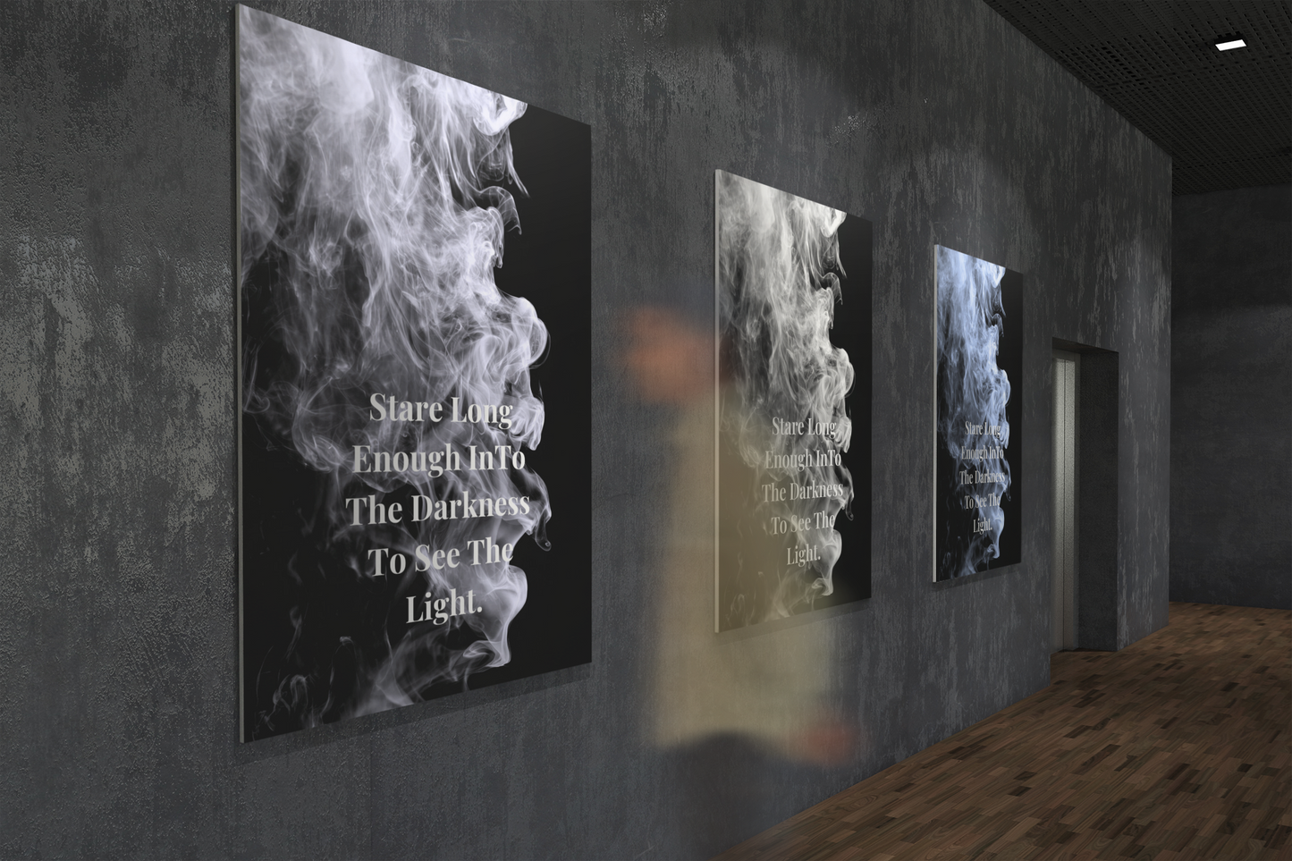 Stare Long Enough InTo The Darkness To See The Light Inspirational Poster | Smoke Edition | Mindfulness, Strength & Office Decor