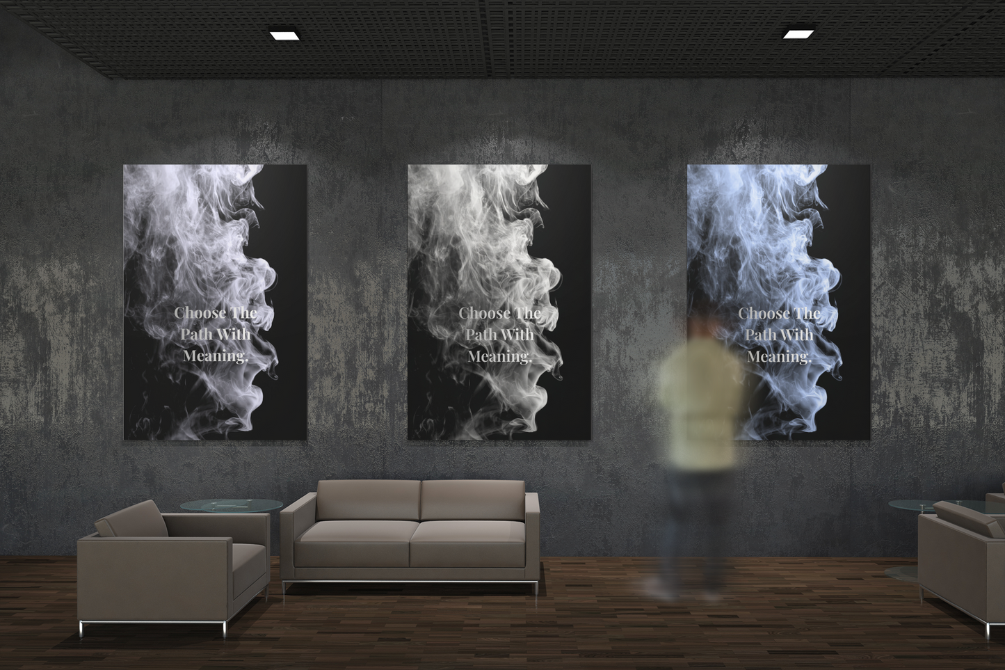 Choose The Path With Meaning Inspirational Poster | Smoke Edition Wall Art | Mindfulness, Motivation & Office Decor