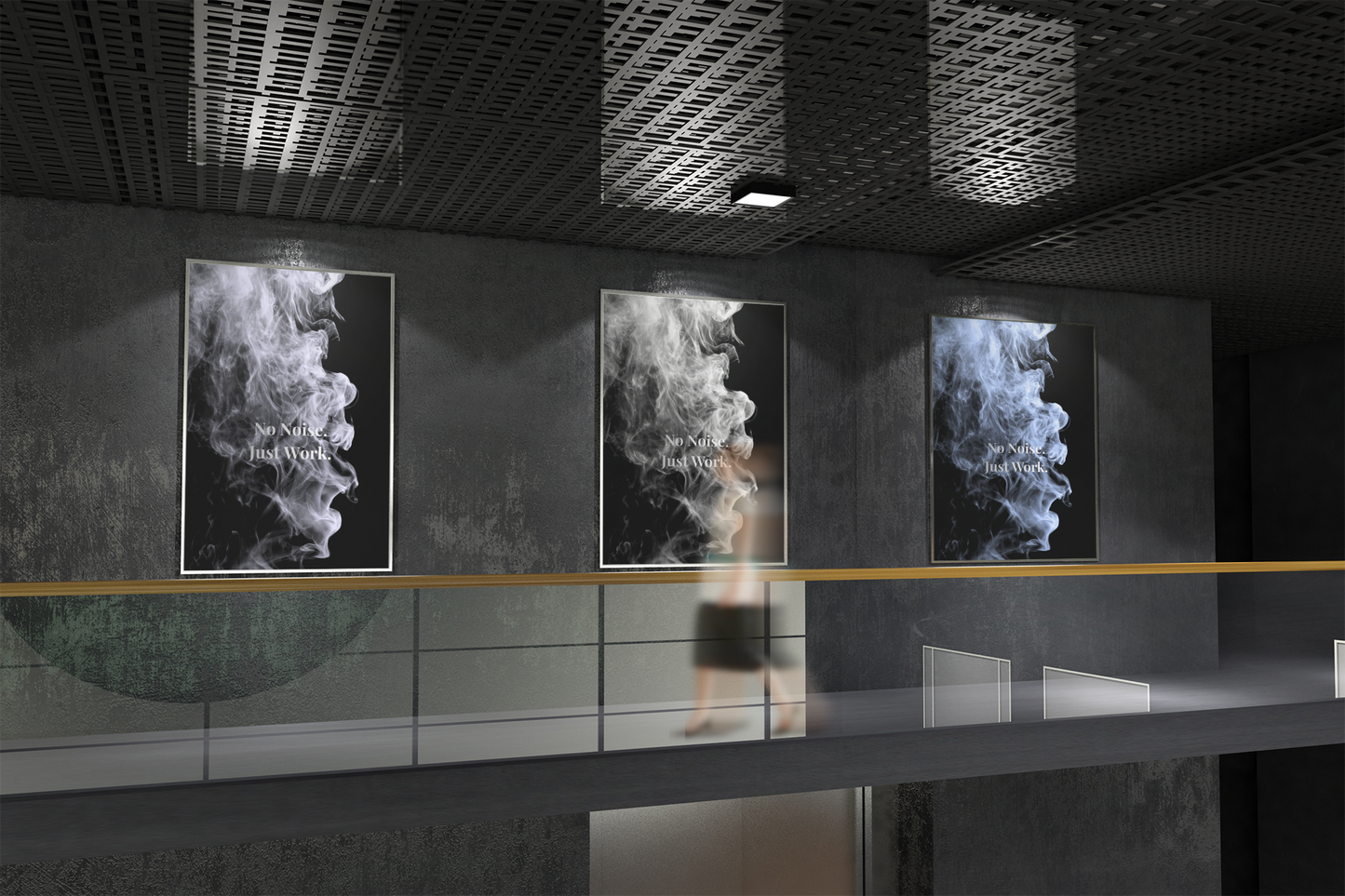 No Noise. Just Work. Motivational Poster | Smoke Edition | Discipline, Focus & Office Decor