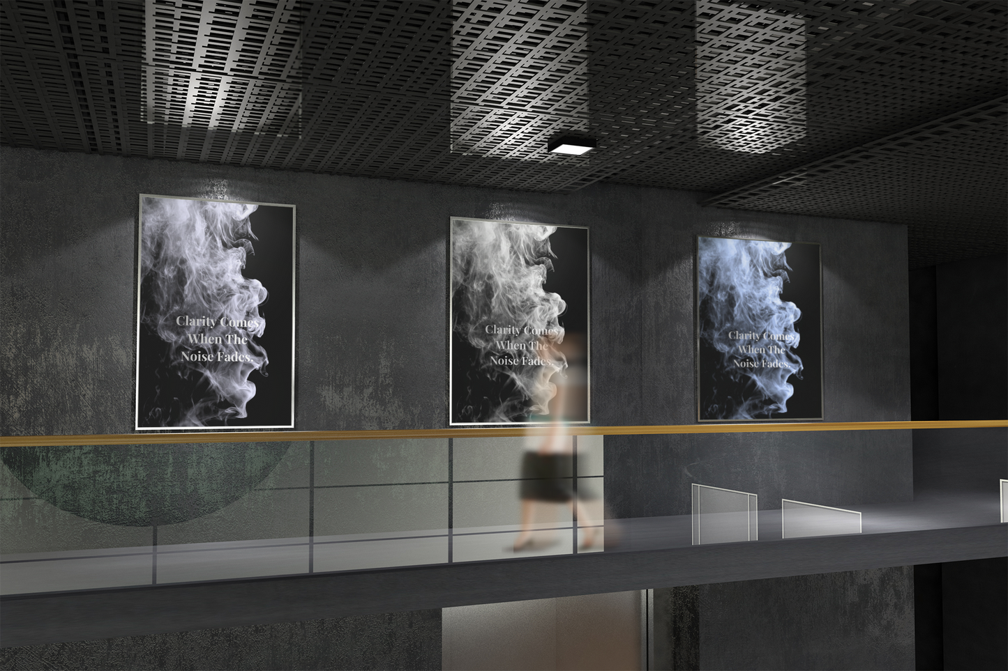 Clarity Comes When The Noise Fades Inspirational Poster | Smoke Edition | Mindfulness, Focus & Office Decor