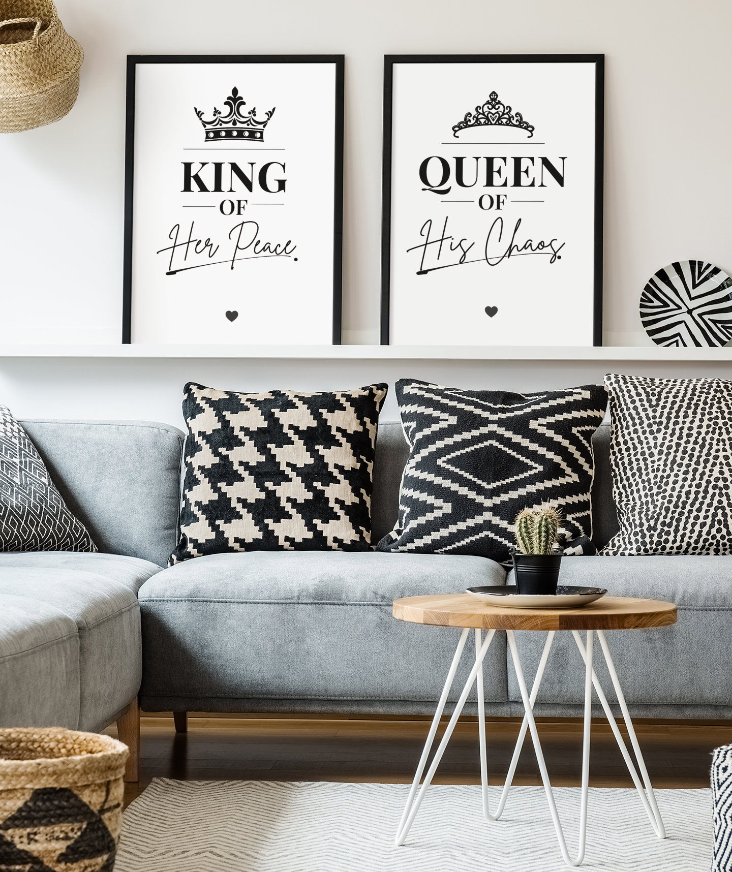 King of Her Peace Queen of His Chaos Wall Art Set, Meaningful Couple Prints, Bedroom Decor Pair, Romantic Gift