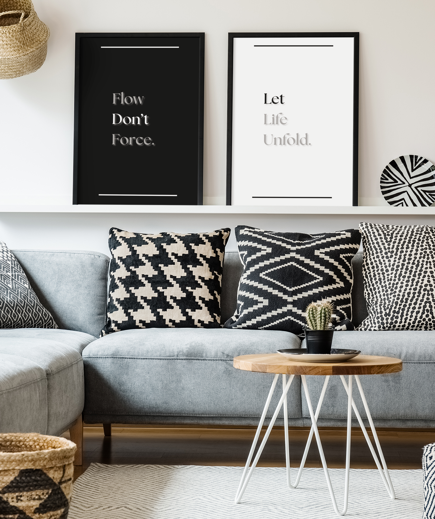 Flow, Don't Force | Mindfulness Quote Poster | Inspirational Wall Art For Balance & Growth