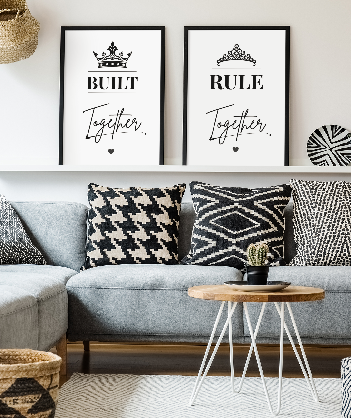 Built Together Rule Together Wall Art Set, Power Couple Prints, Bedroom Decor Pair, Modern Relationship Gift