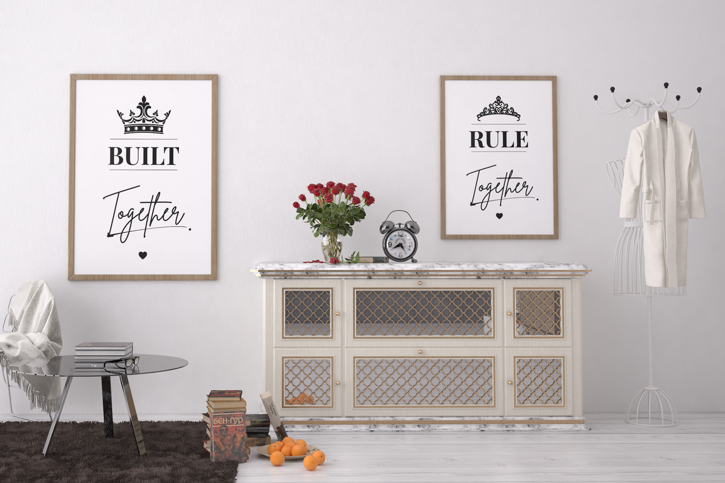 Built Together Rule Together Wall Art Set, Power Couple Prints, Bedroom Decor Pair, Modern Relationship Gift