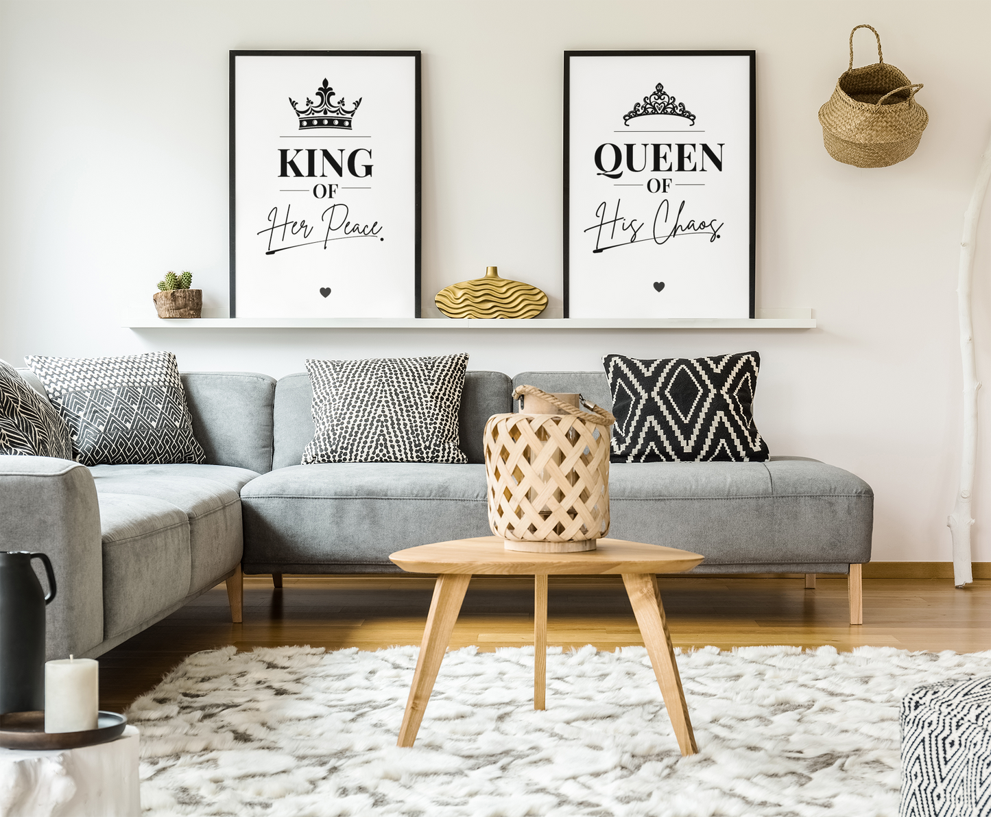 King of Her Peace Queen of His Chaos Wall Art Set, Meaningful Couple Prints, Bedroom Decor Pair, Romantic Gift