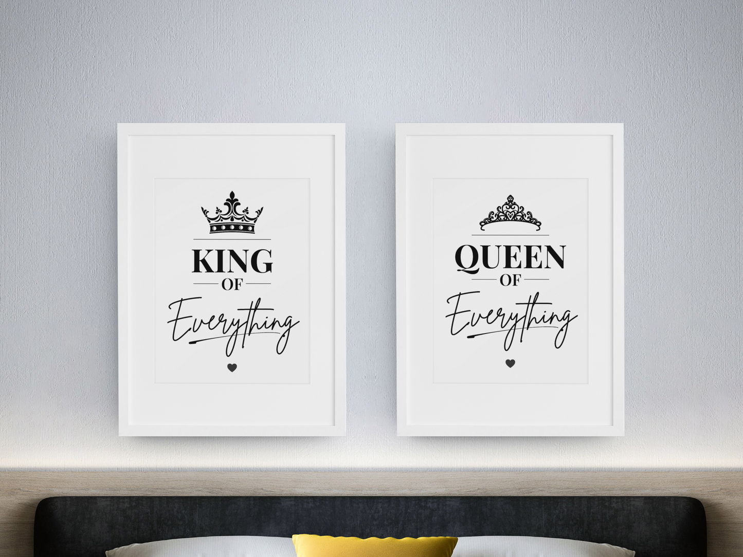 King of Everything Queen of Everything Print Set, Couples Wall Art, Bedroom Posters, Relationship Gift, Set of 2