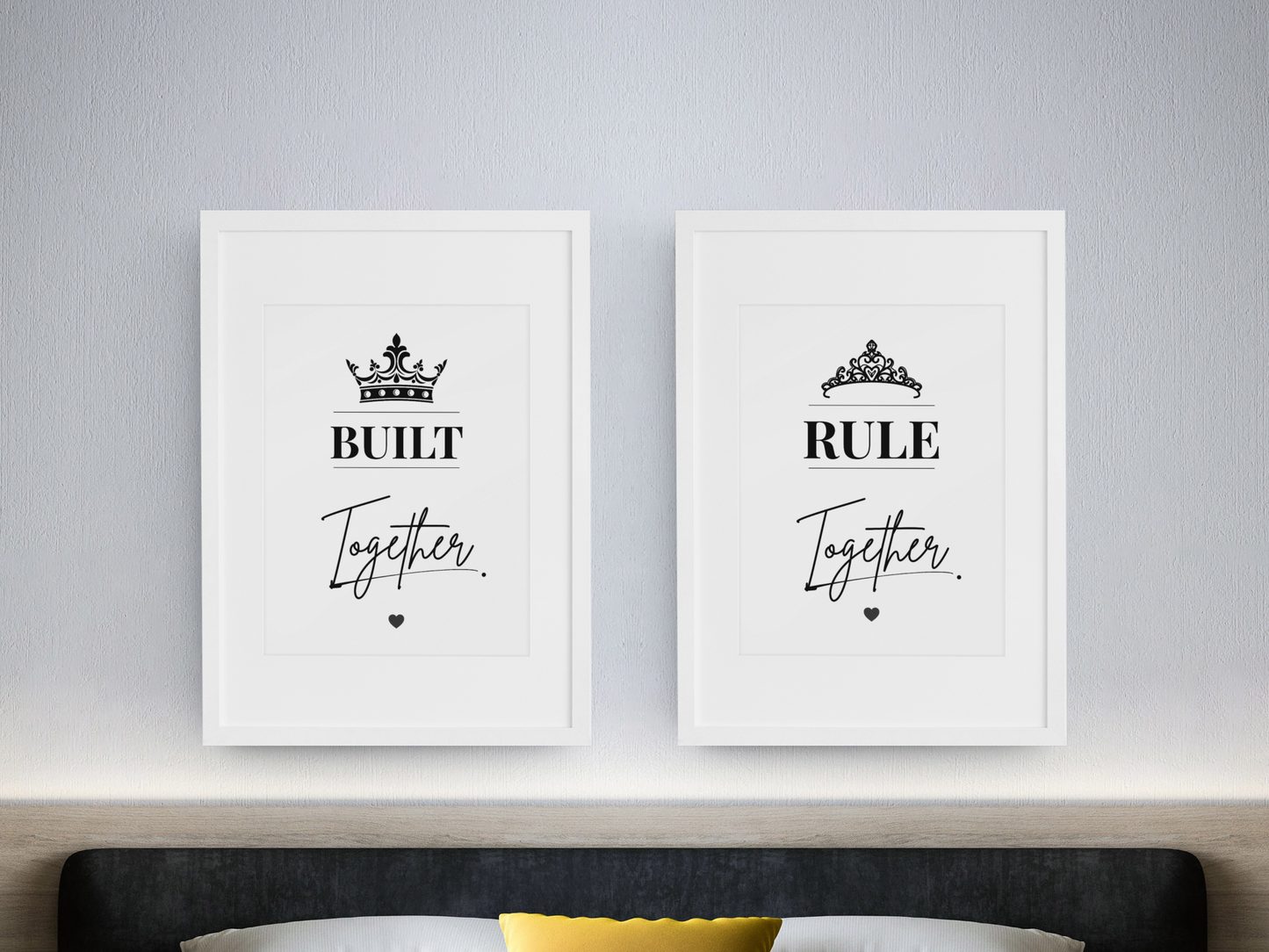 Built Together Rule Together Wall Art Set, Power Couple Prints, Bedroom Decor Pair, Modern Relationship Gift