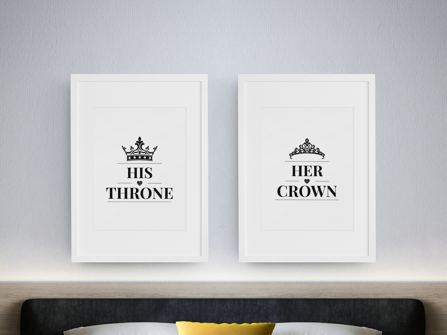 His Throne Her Crown Wall Art Set, Royal Couple Prints, Bedroom Decor Pair, Romantic His and Hers Gift