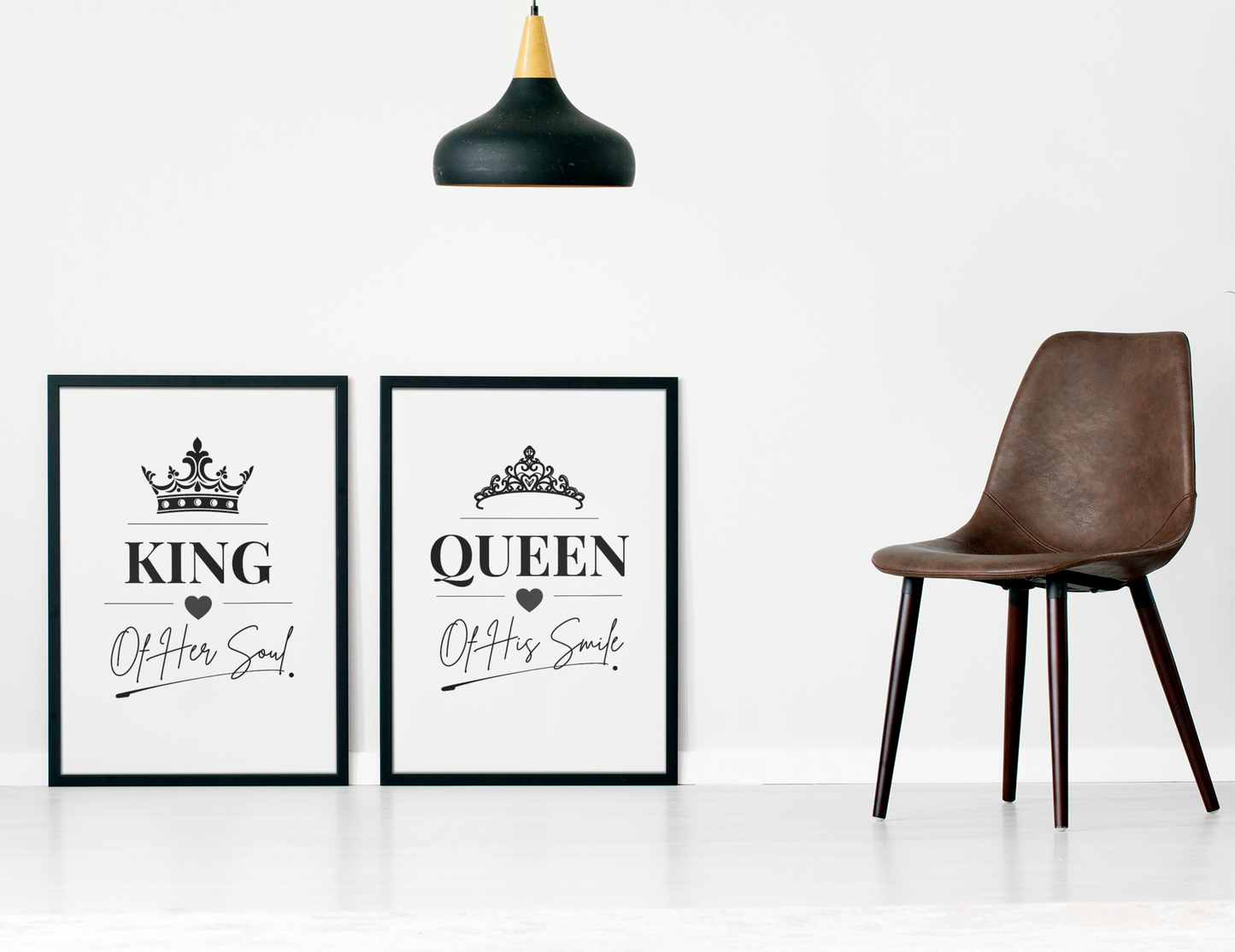 King of Her Soul Queen of His Smile Wall Art Set, Romantic Couple Prints, Bedroom Decor Posters, Meaningful Gift
