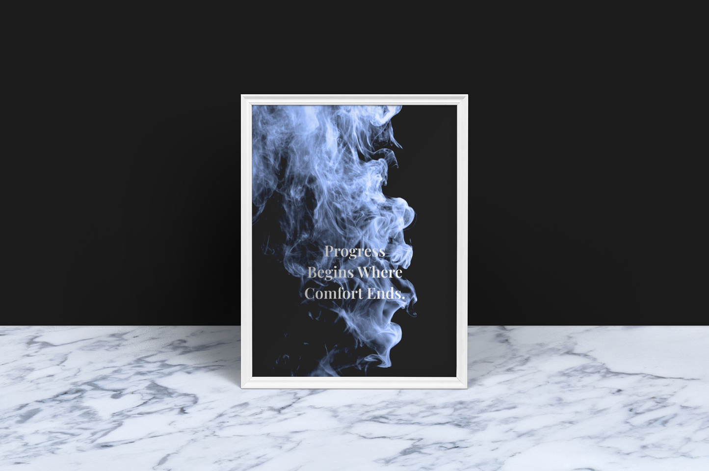 Progress Begins Where Comfort Ends Motivational Poster | Smoke Edition | Discipline, Growth & Office Decor